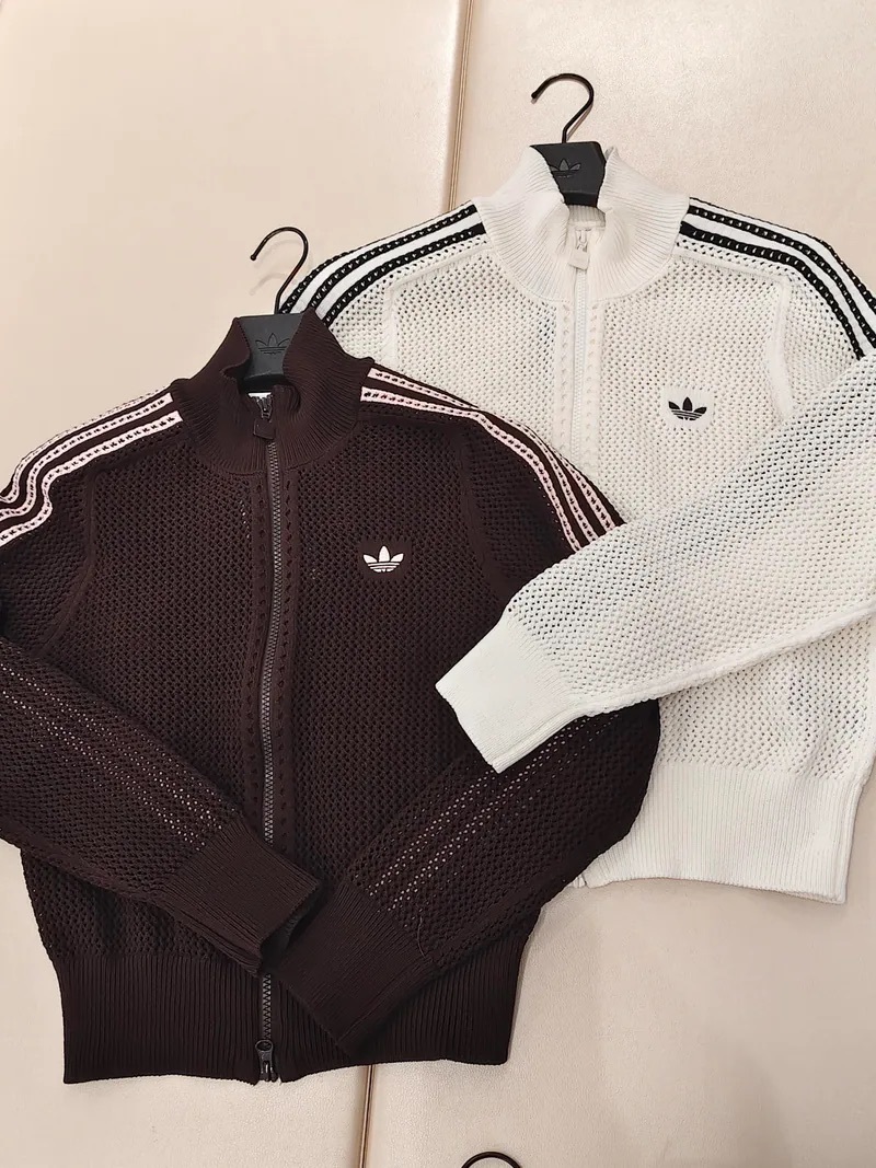 代購-ADIDAS ORIGINALS KNITTED FW25 簍空洞洞外套 巧克力KE0202 / 白色KC6496