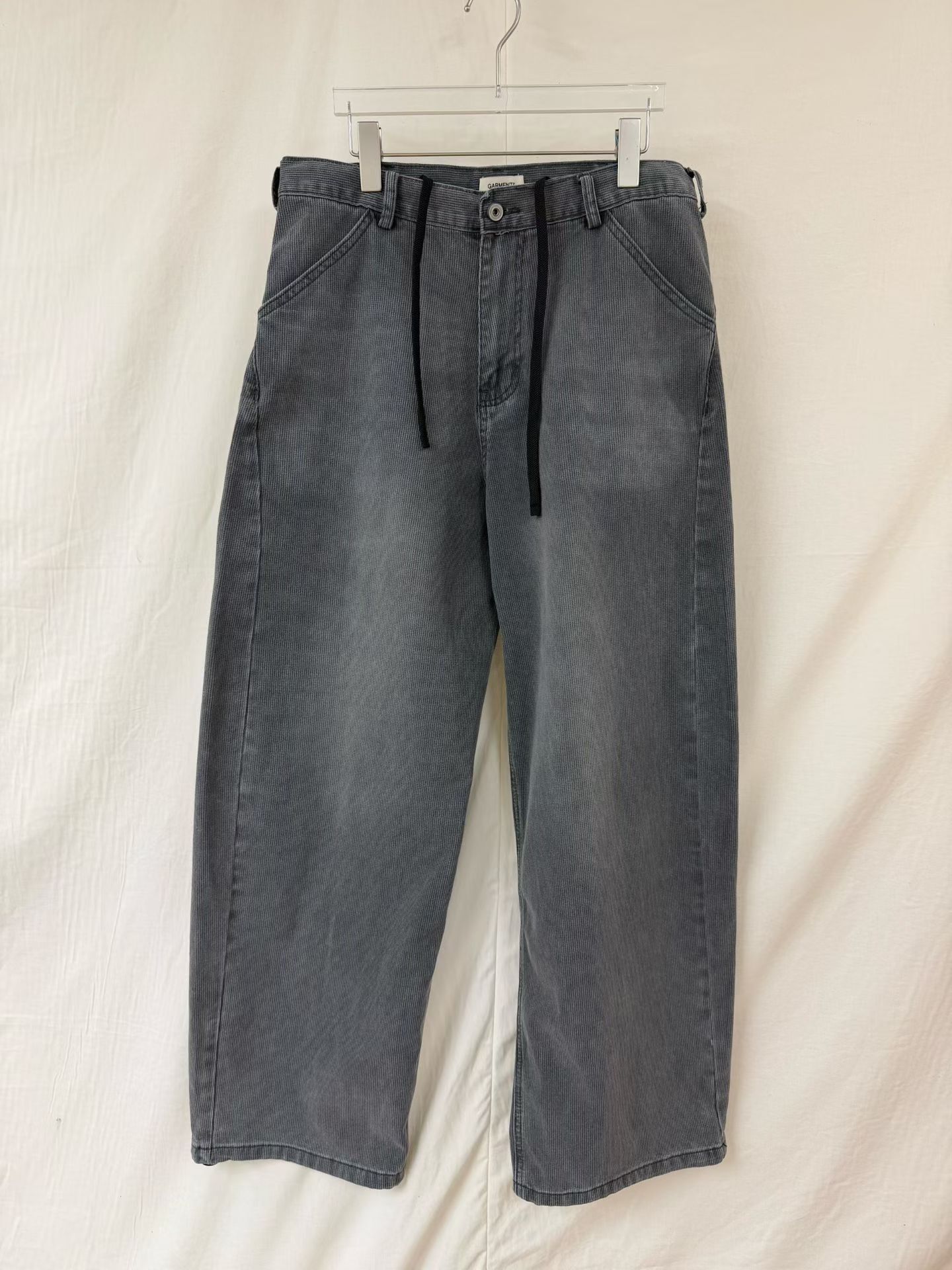 洗水淨色可束腳工裝鬆身褲 GARMENTS-077P