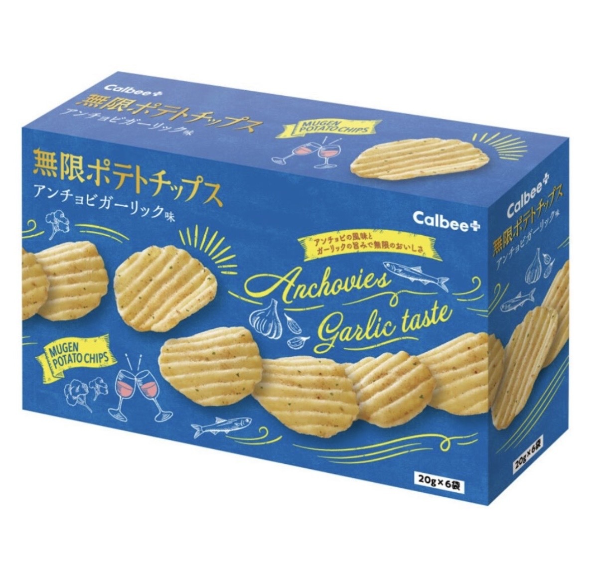 【多莉推薦】JP Calbee 限定 鳳尾魚大蒜風味薯片 6袋 6620 TK260409