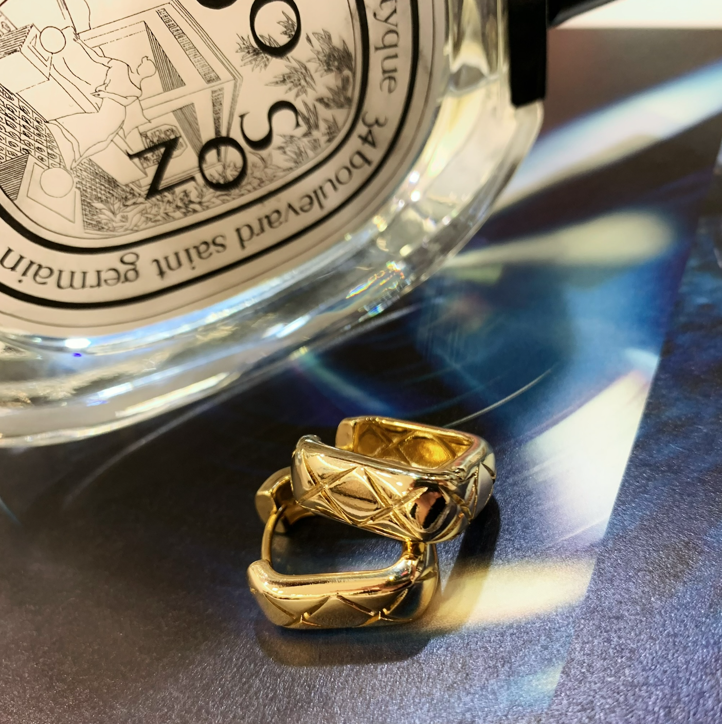 菱格紋方型耳環