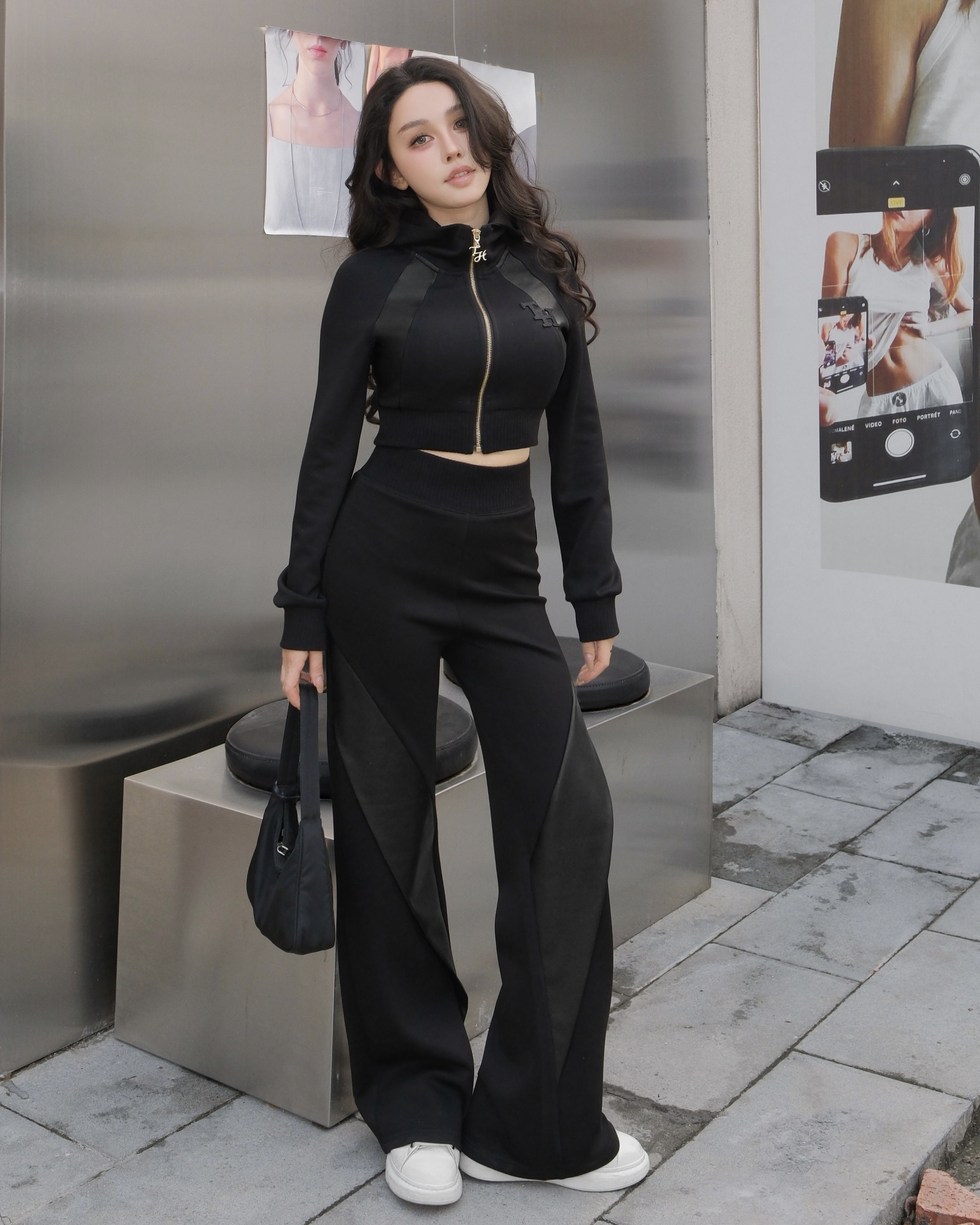 訂製-雲朵棉拼皮休閒長褲