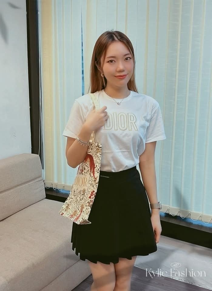 DIOR Kids 白色 立體金線刺繡字母 Tee