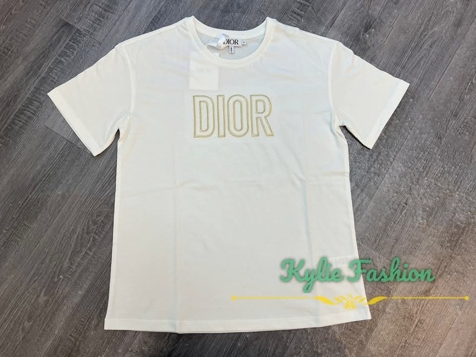 DIOR Kids 白色 立體金線刺繡字母 Tee