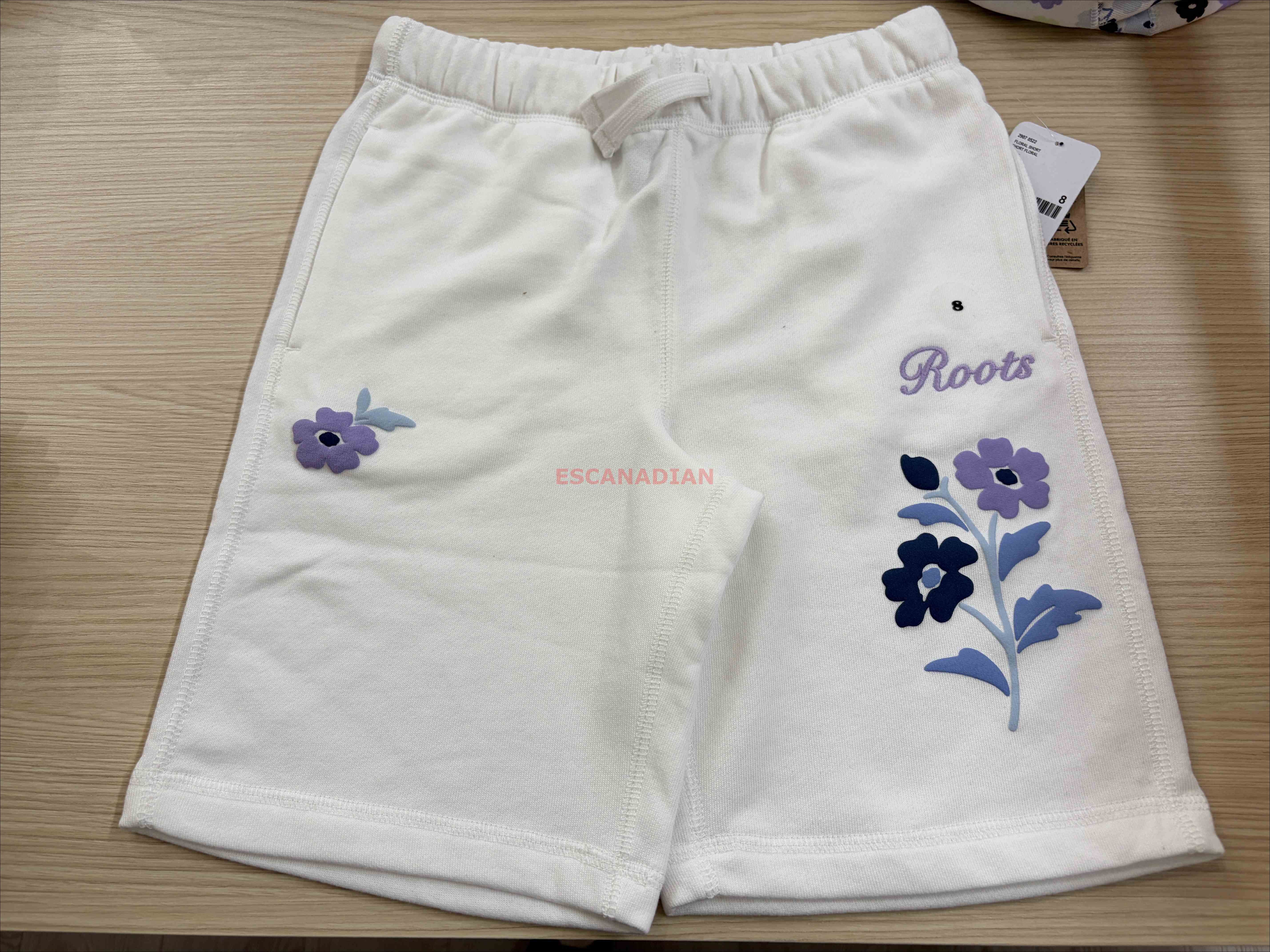 ROOTS 女大童 花卉系列 海狸 棉短褲