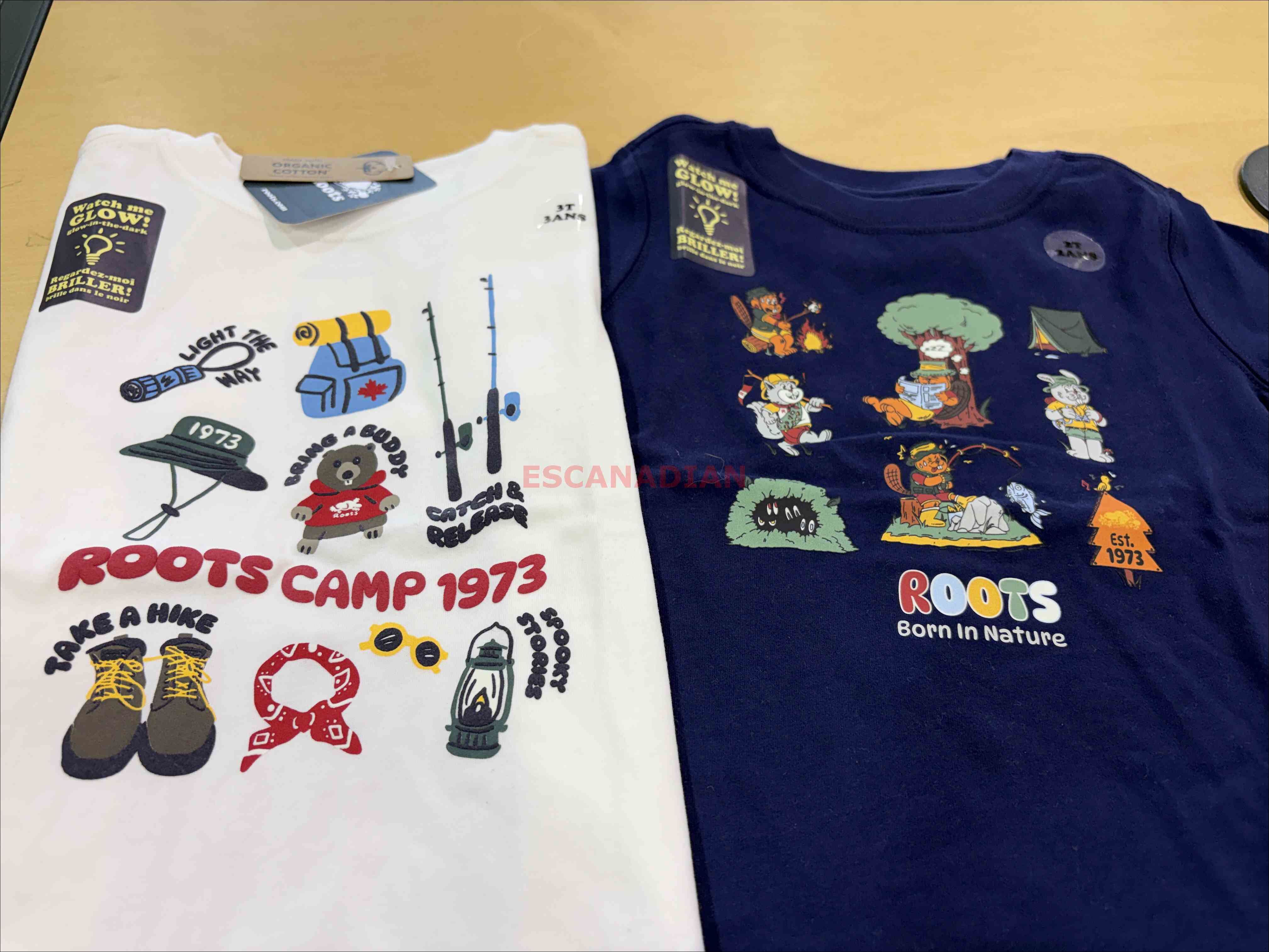 ROOTS 小童 戶外系列 夜光圖案 短TEE (2色)