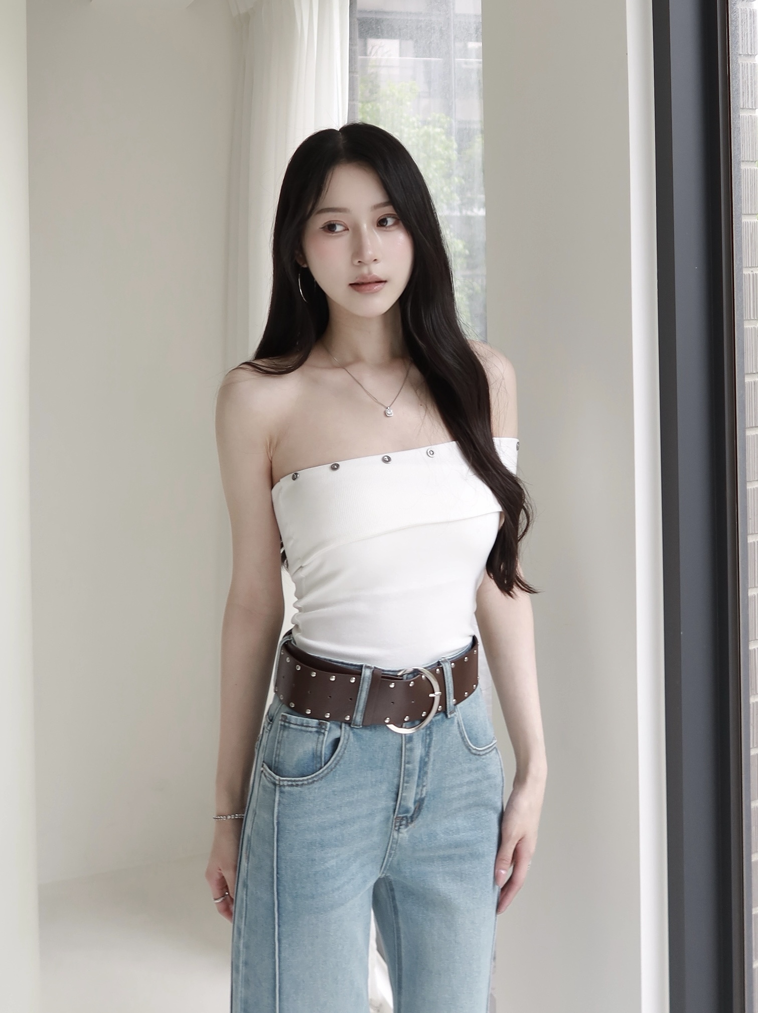 排釦兩穿平口bra top