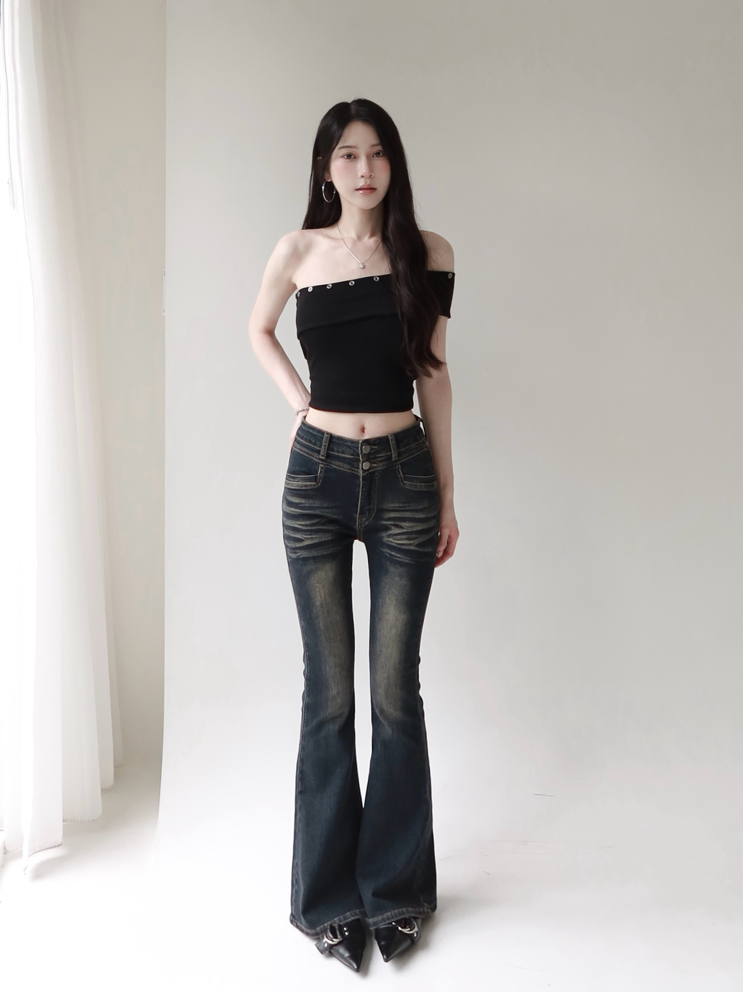 寶藏神褲!復古刷色喇叭牛仔褲