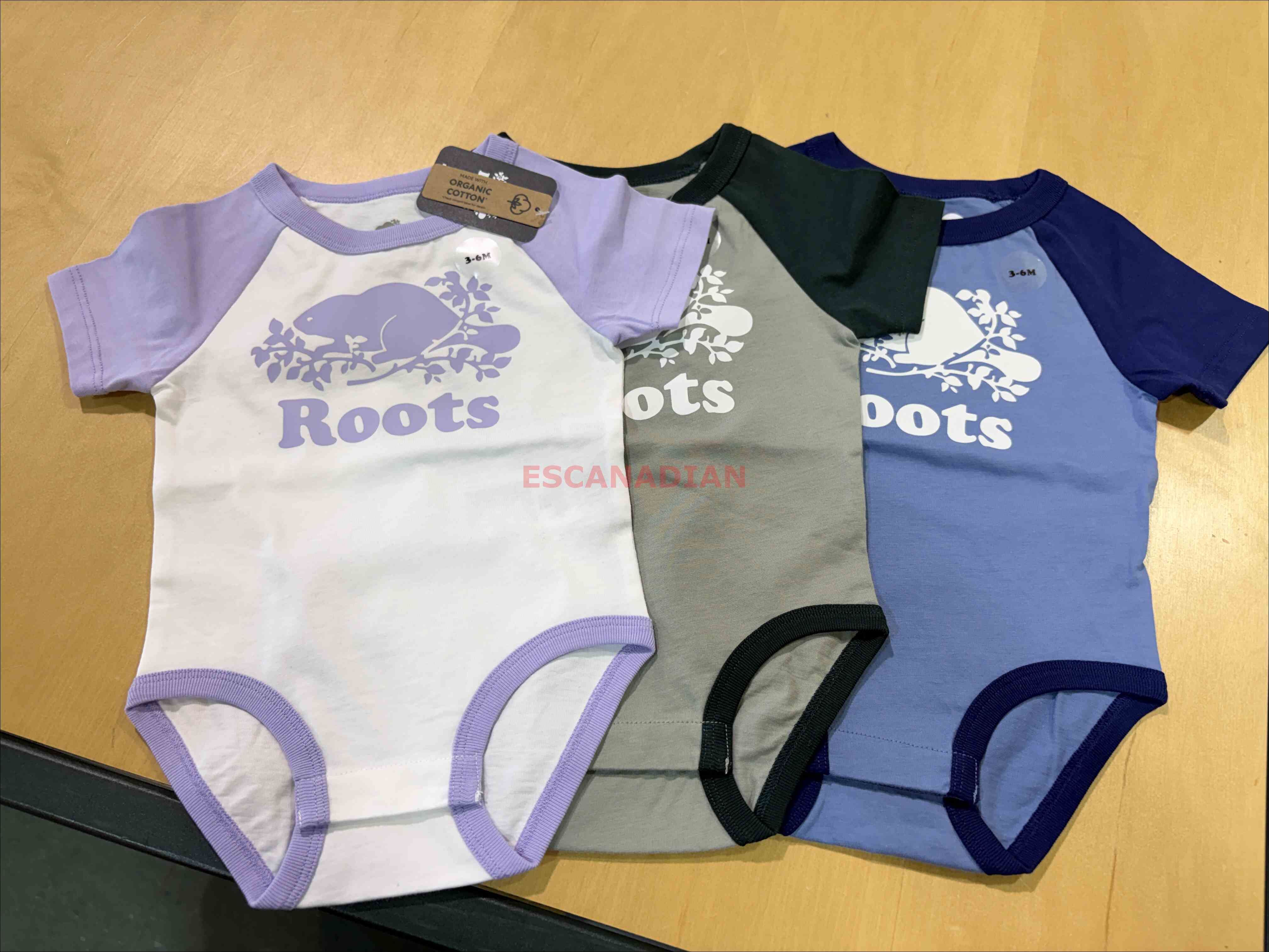 Baby ROOTS 經典海狸 拼接棒球袖 包屁衣 (3色)