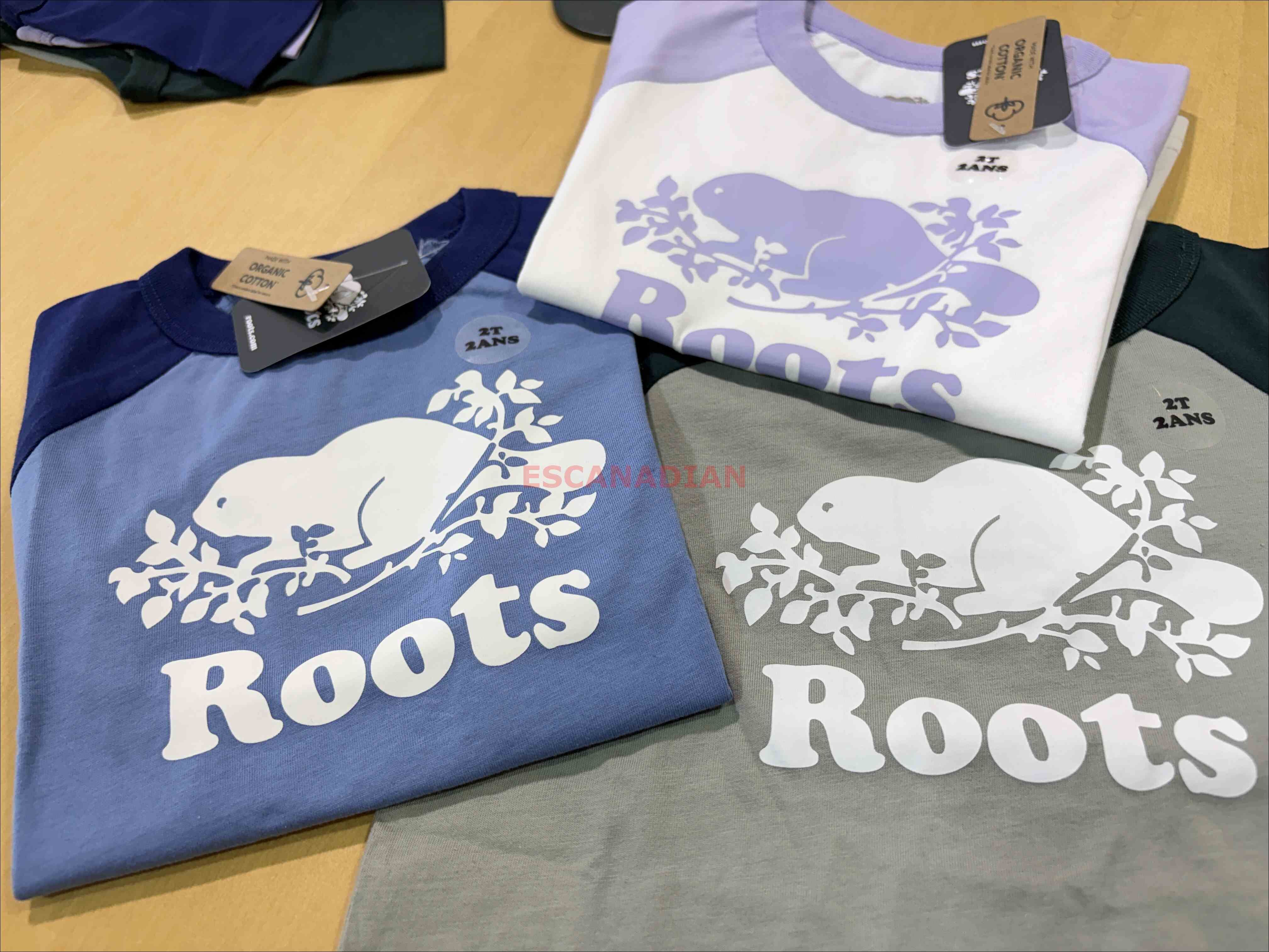 ROOTS 小童 經典海狸 拼接棒球袖 短TEE (3色)