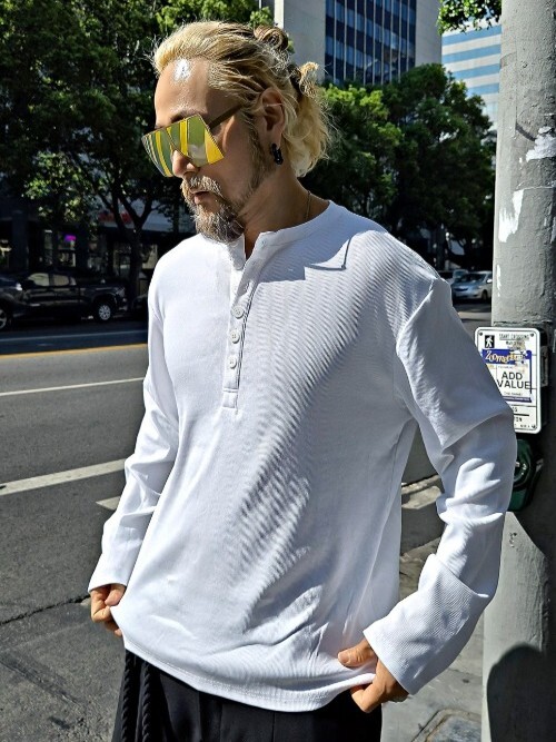 六粒扣亨利領T卹