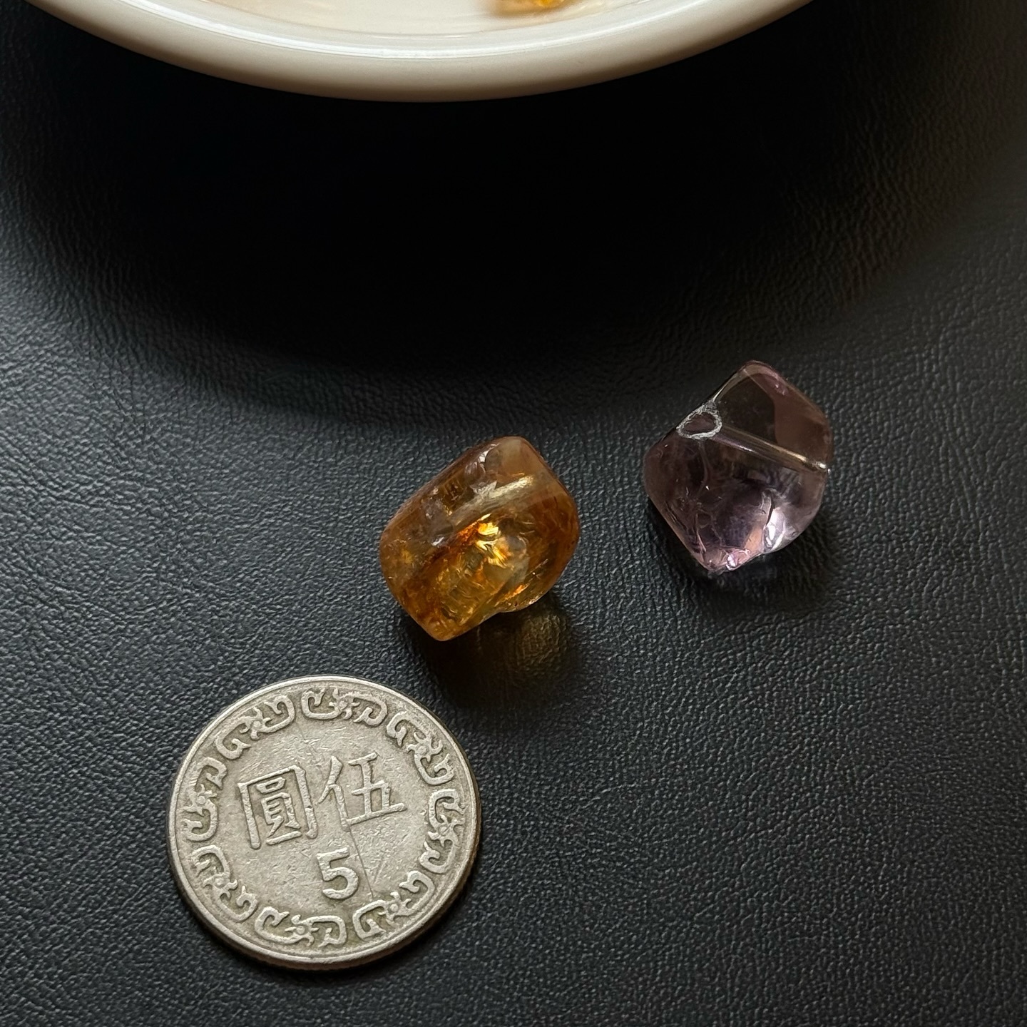 [原石] 黃水晶、紫水晶 不規則形配件 水晶手串通孔配件