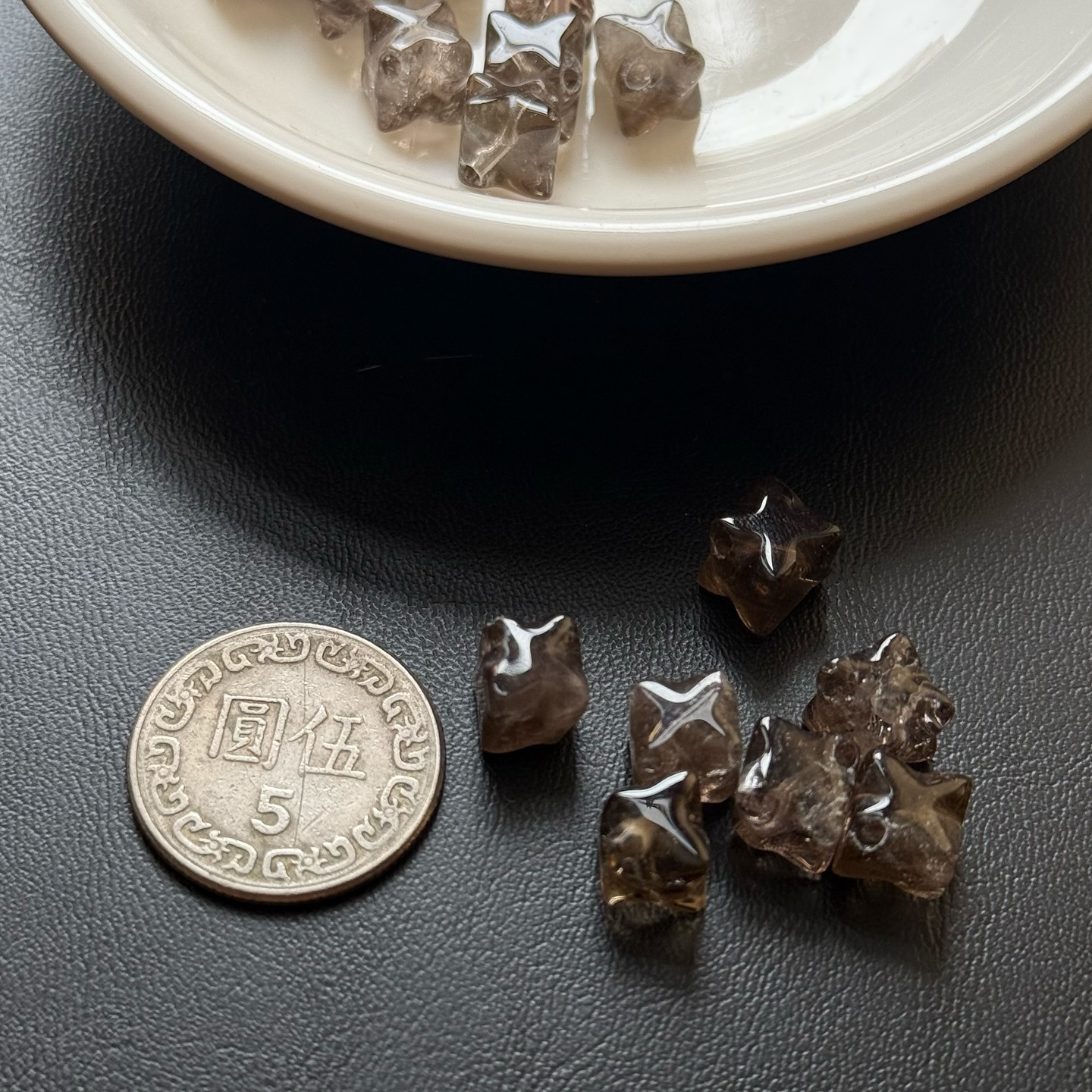 [原石] 茶晶 梅爾卡巴 通孔 客製化手串配件