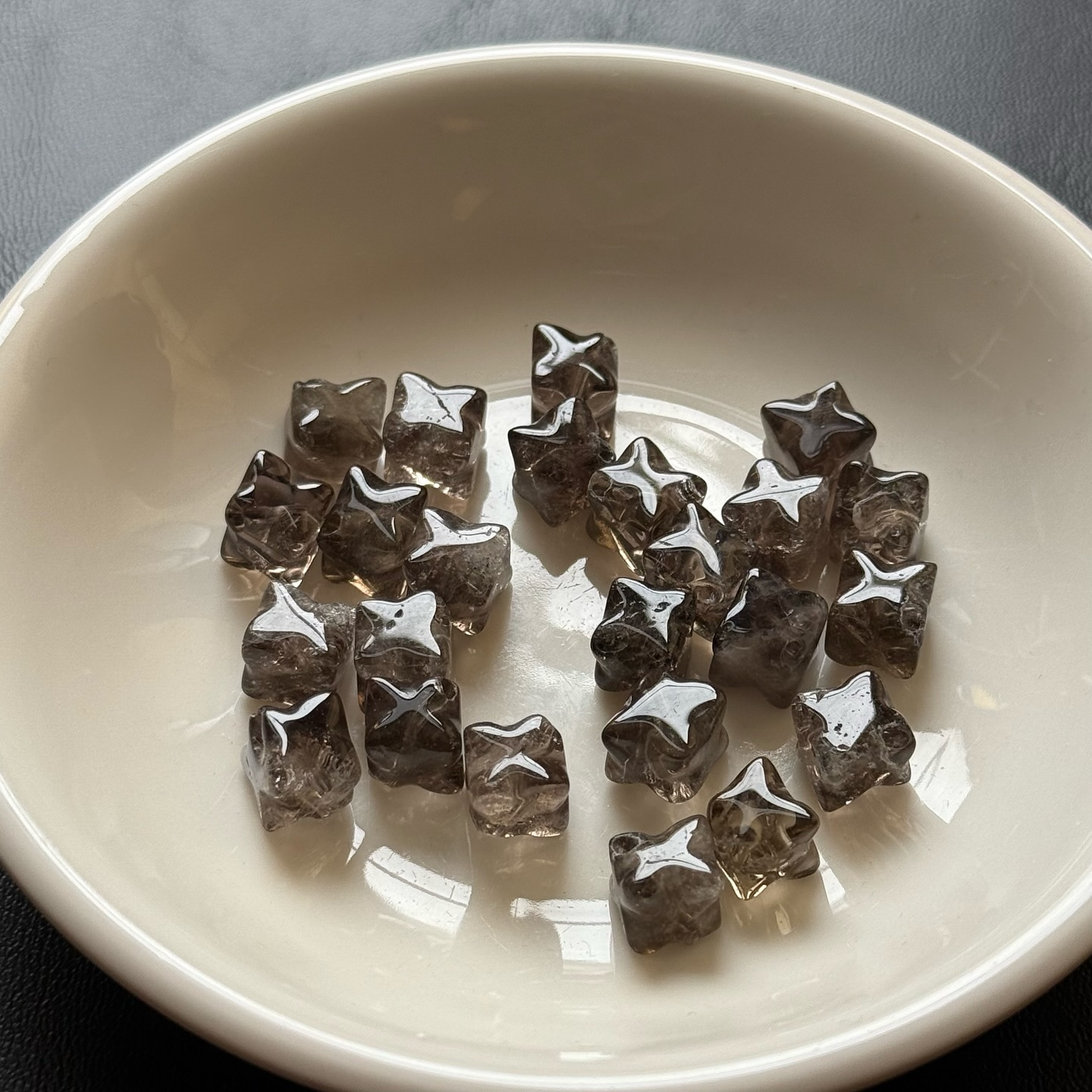 [原石] 茶晶 梅爾卡巴 通孔 客製化手串配件