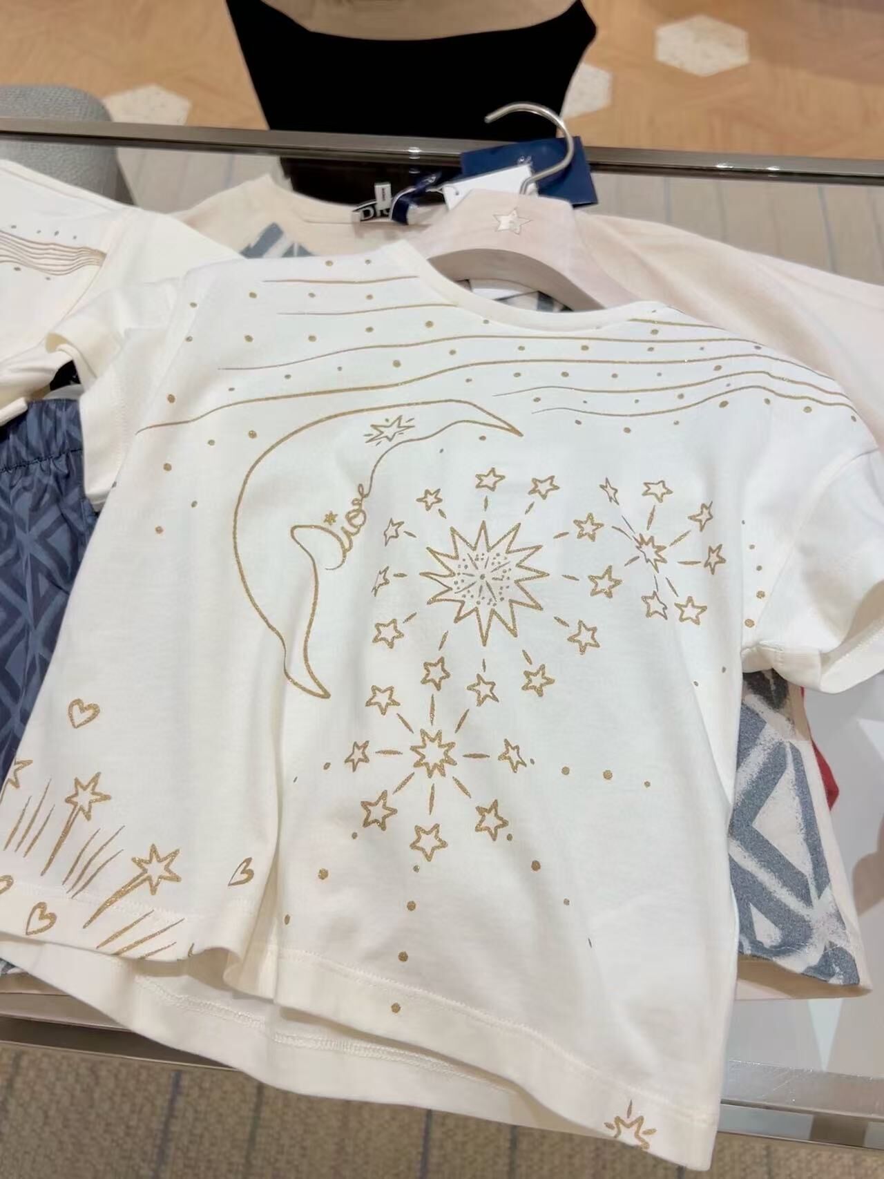 DIOR Kids 白色 金字圖案  Tee