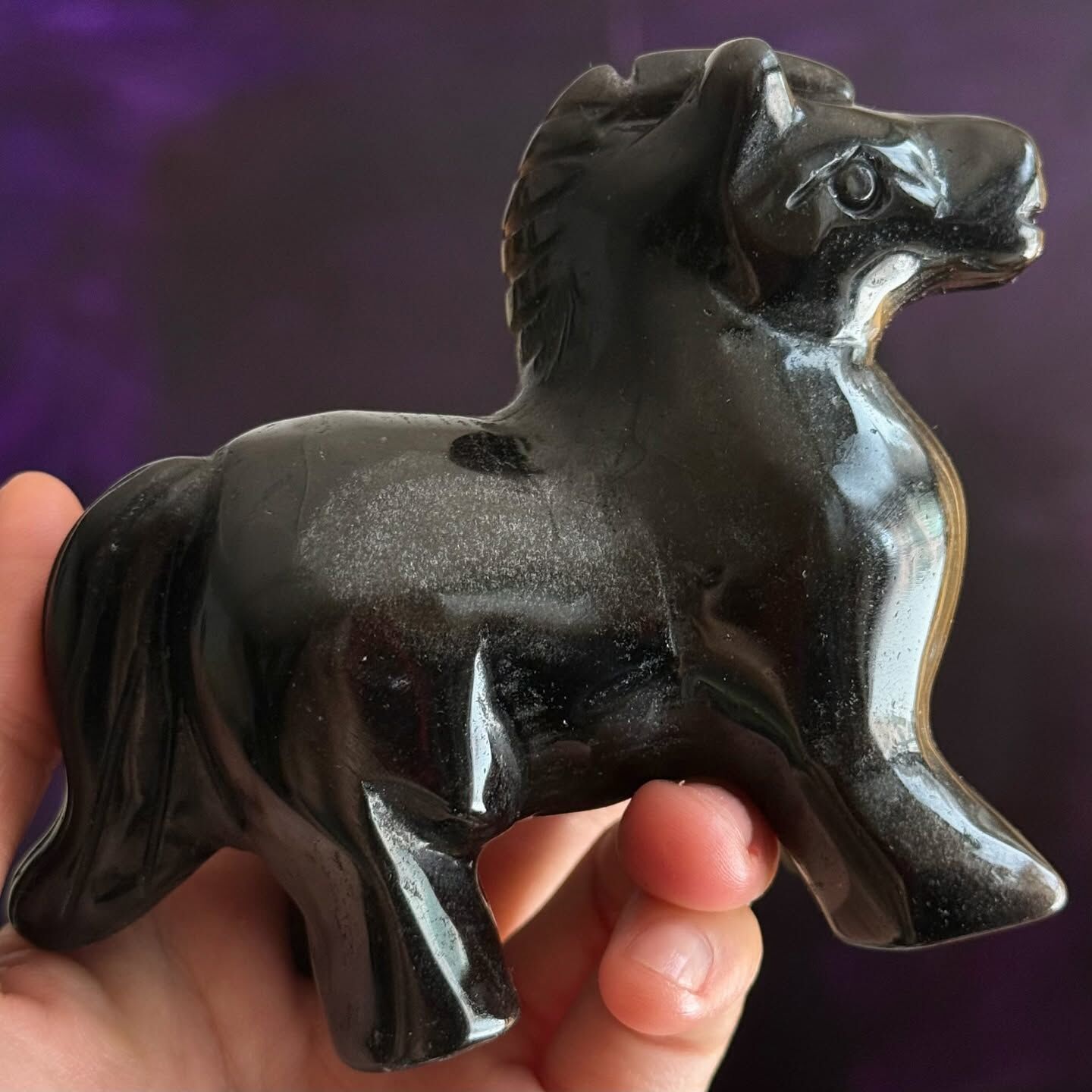 [原石] 銀曜石 馬 水晶擺飾