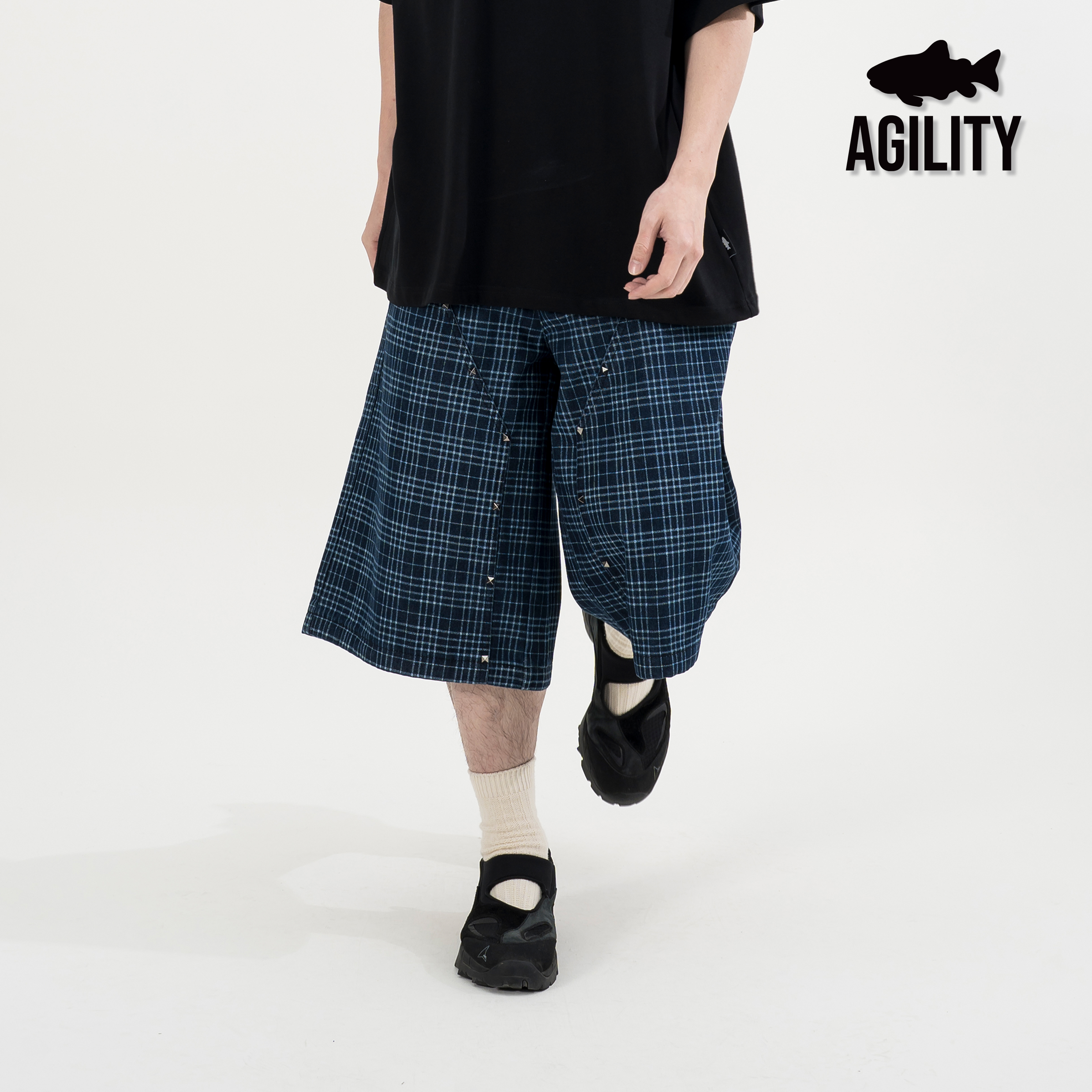 AGILITY Rivet logging Cropped Pants 鉚釘 格紋七分褲 [JP70]