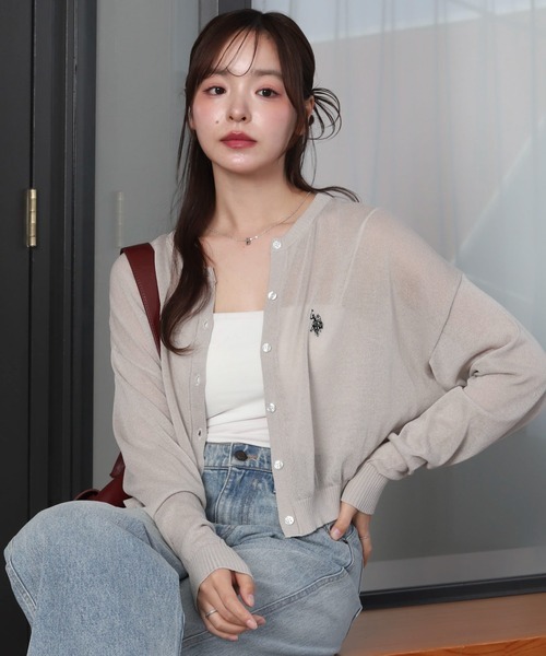 日本🇯🇵連線 U.S. POLO ASSN. x WEGO 刺繡透膚針織開襟衫 針織 開襟衫 針織衫 長袖 刺繡 4色(任買兩件711免運)/預購