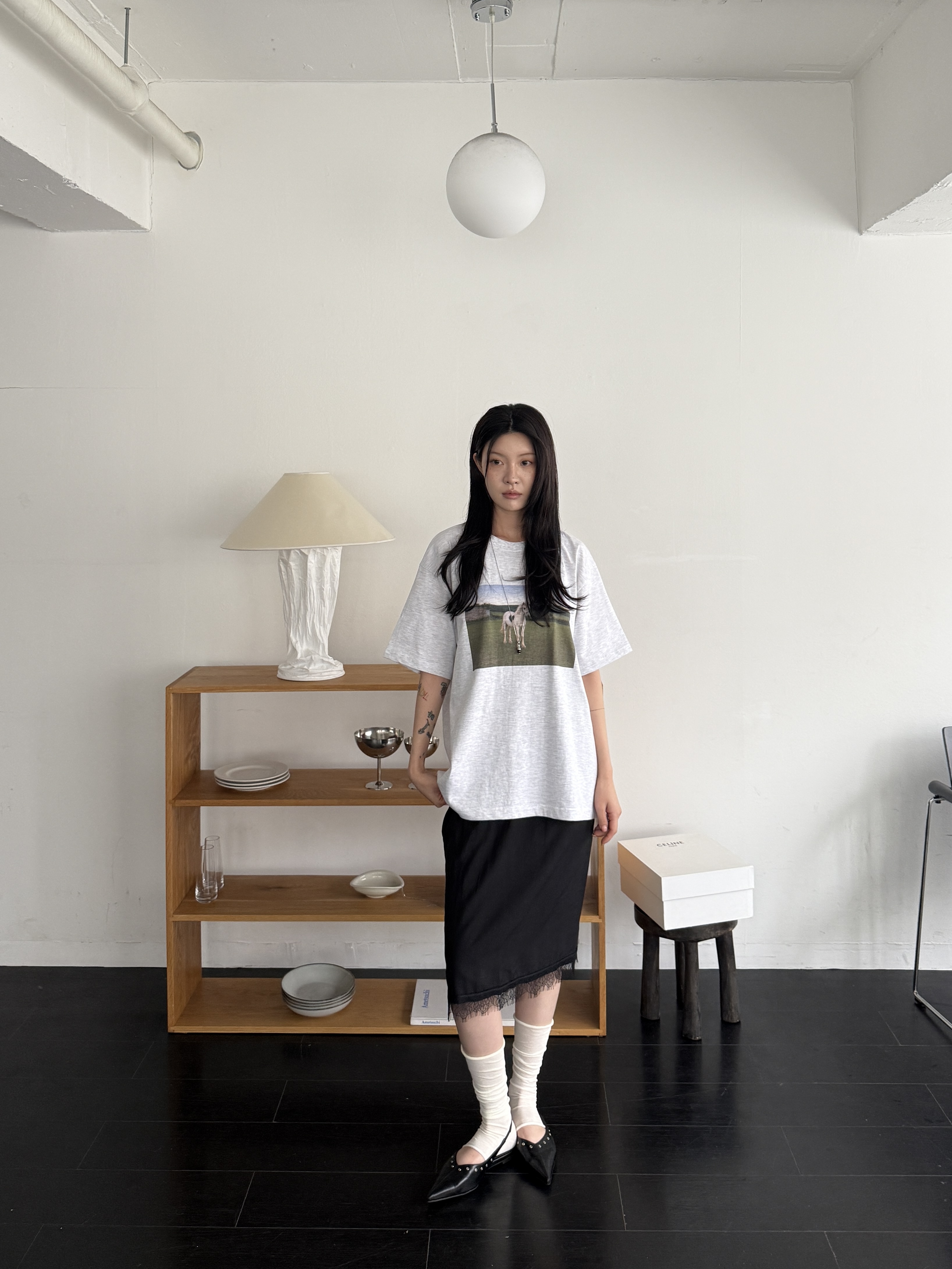 睫毛蕾絲彈性裙(白/黑)