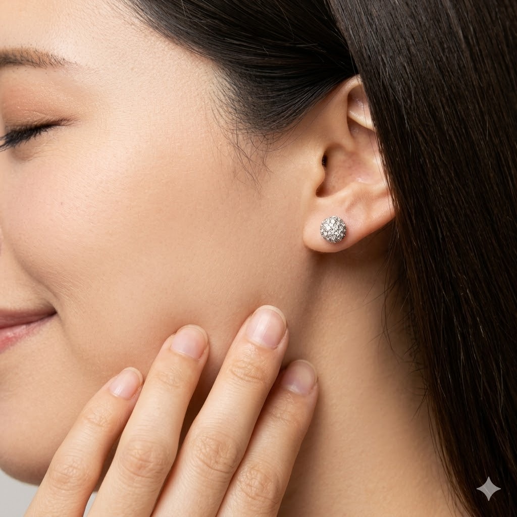 全新18K白金57份鑽石耳環