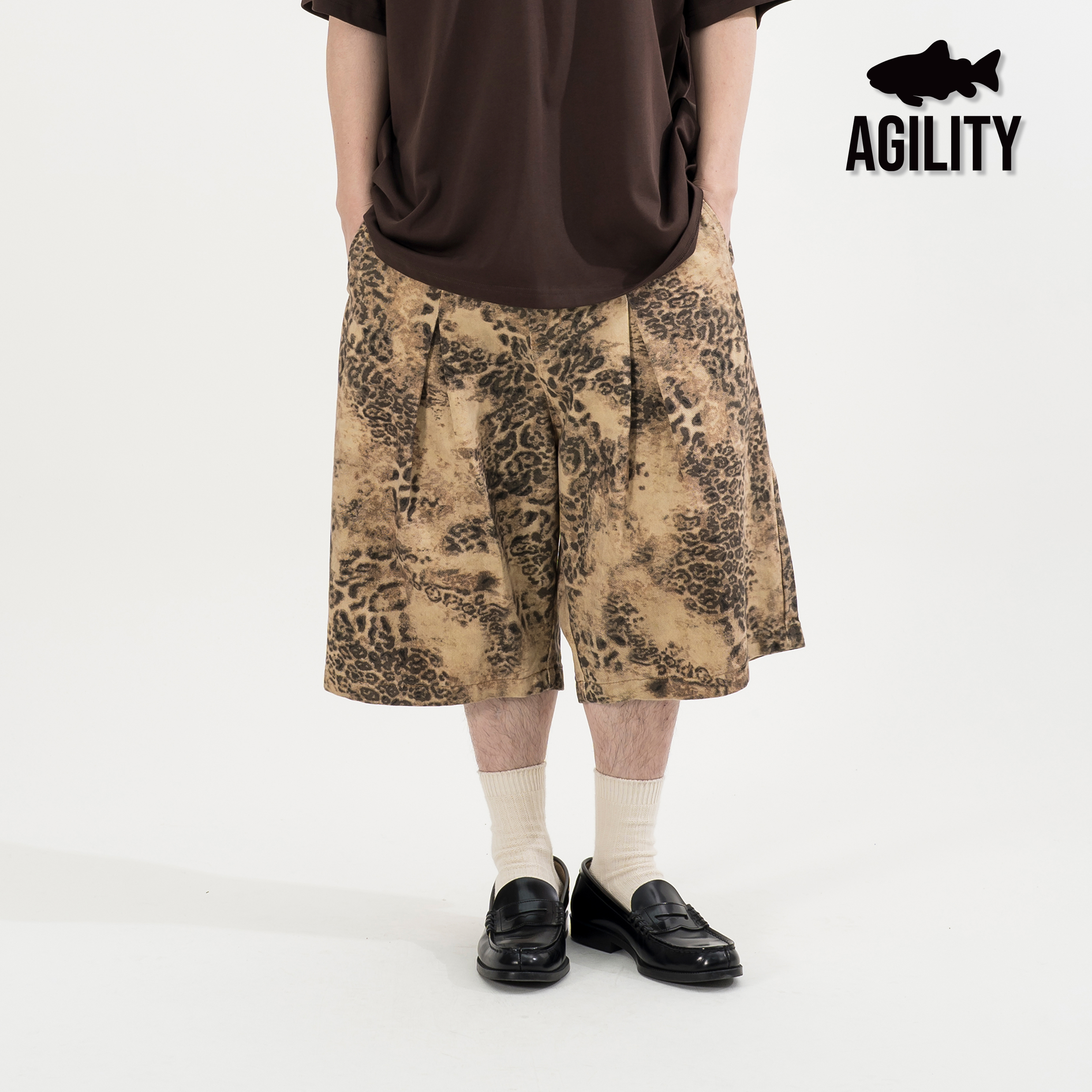 AGILITY Leopard Pleated Cropped Pants 豹紋 水洗 七分褲 [LS04]