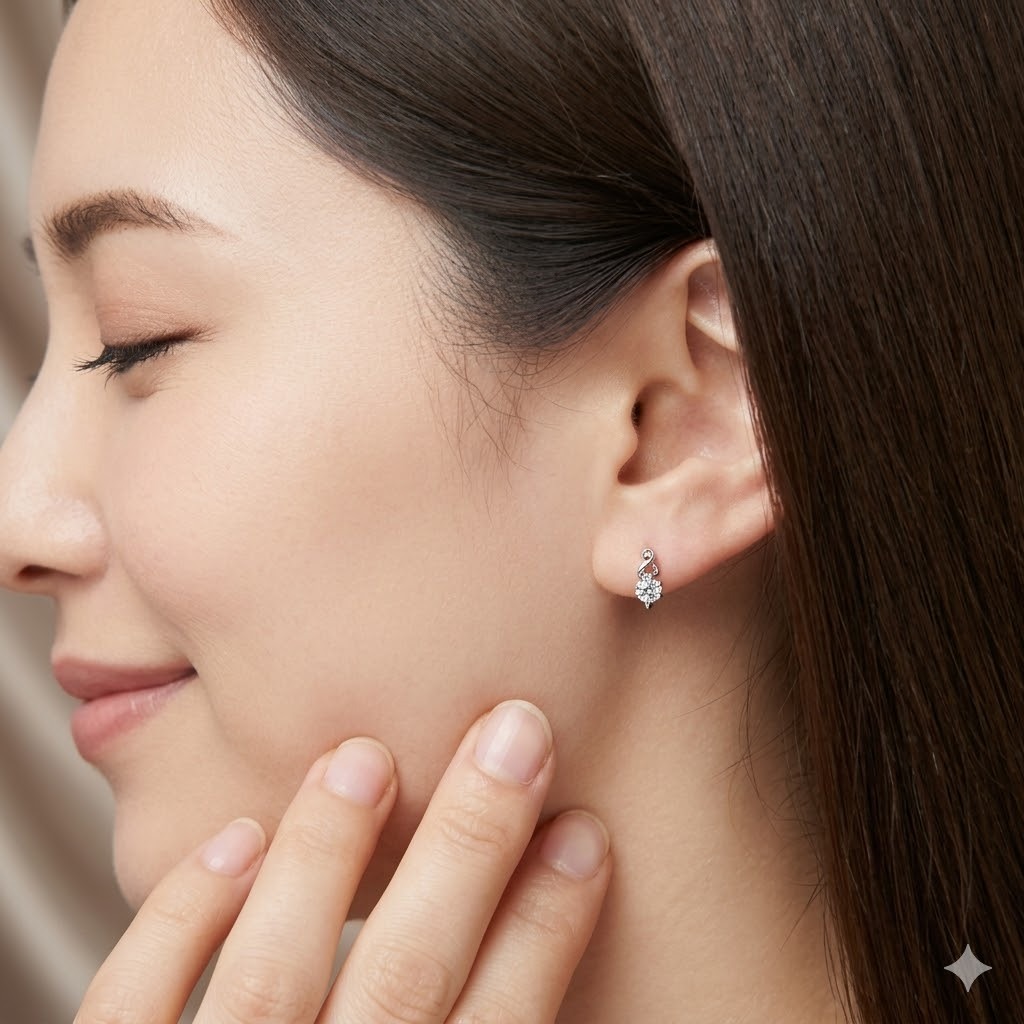 全新18K白金【主石30份鑽石】耳環