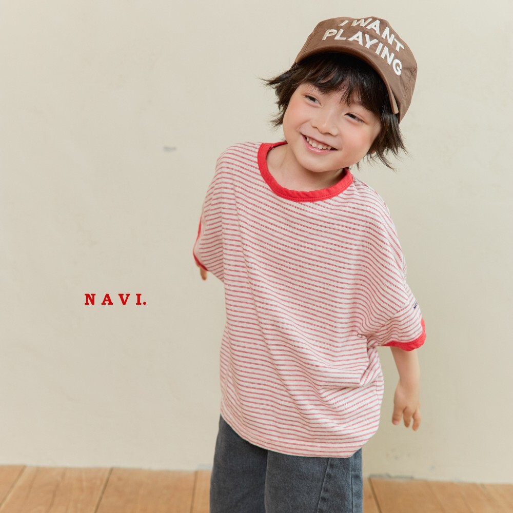 90-160 NAVI 滾邊條紋上衣 2色
