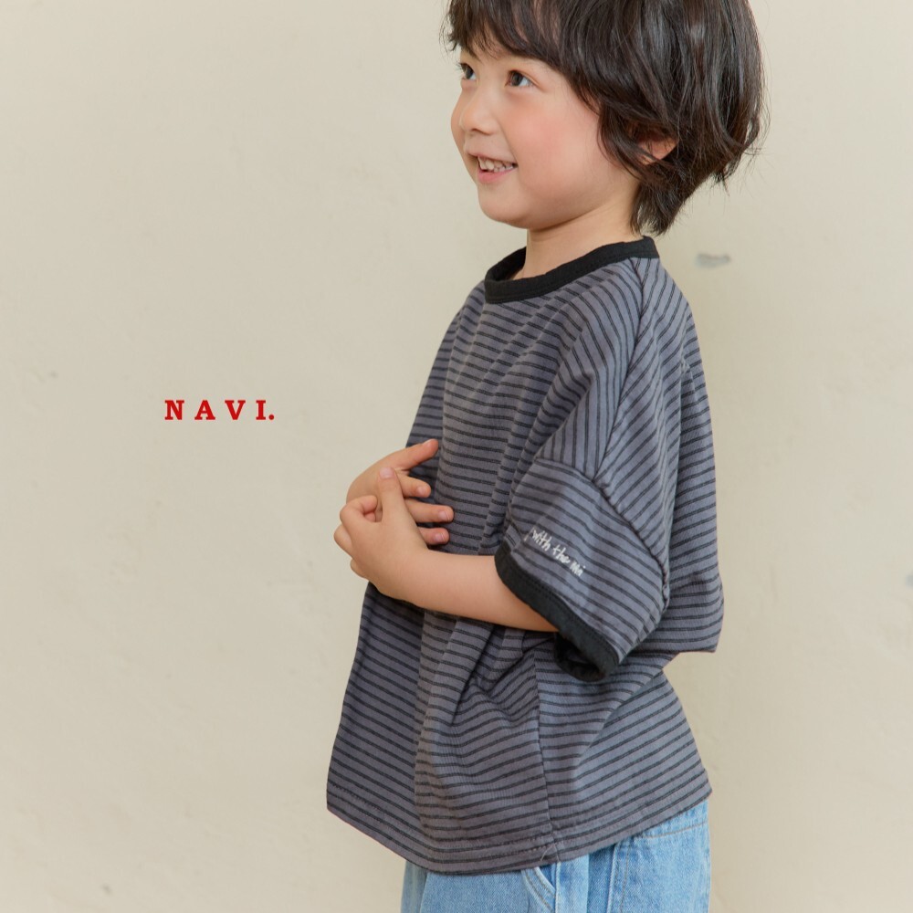 90-160 NAVI 滾邊條紋上衣 2色