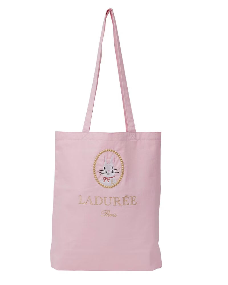 [連線] LADUREE 白兔「莉莉」刺繡手提袋