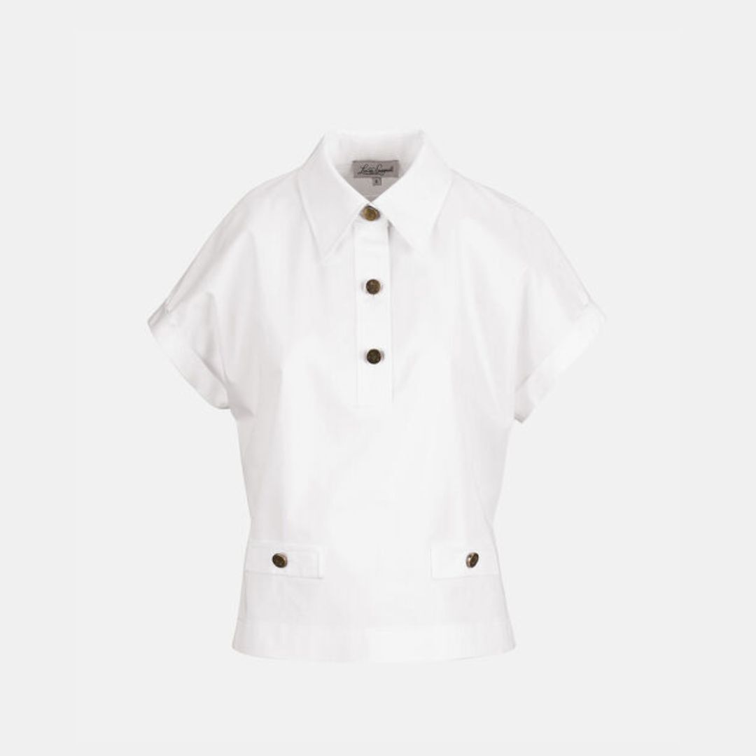 1LS1015-180 [LUISA SPAGNOLI] Bassist Blouse with Gold Buttons White #543158 1235 0000 (C-K11-E)