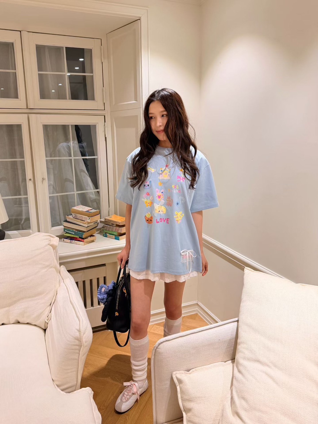 可愛貼紙長版T