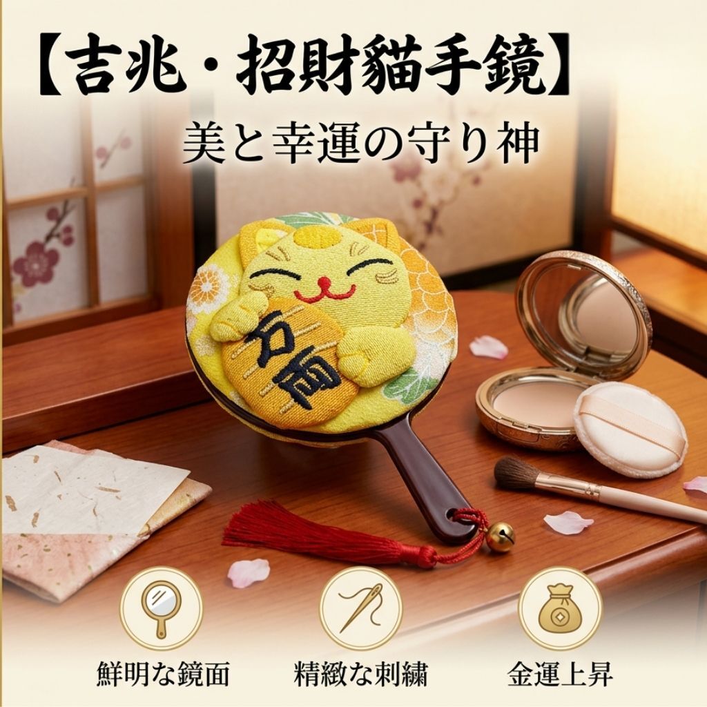 黃金招財貓化妝鏡-(隨機款式)