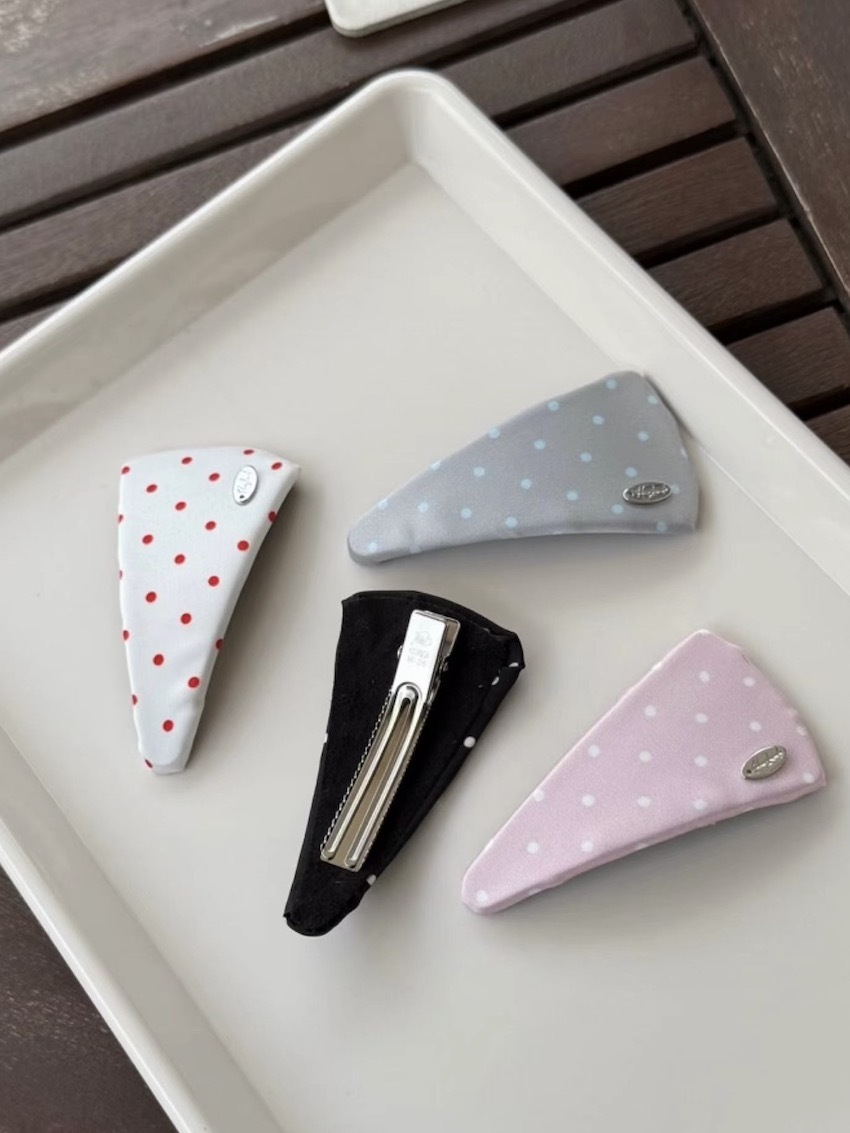 satin polka dot triangle hair clip
