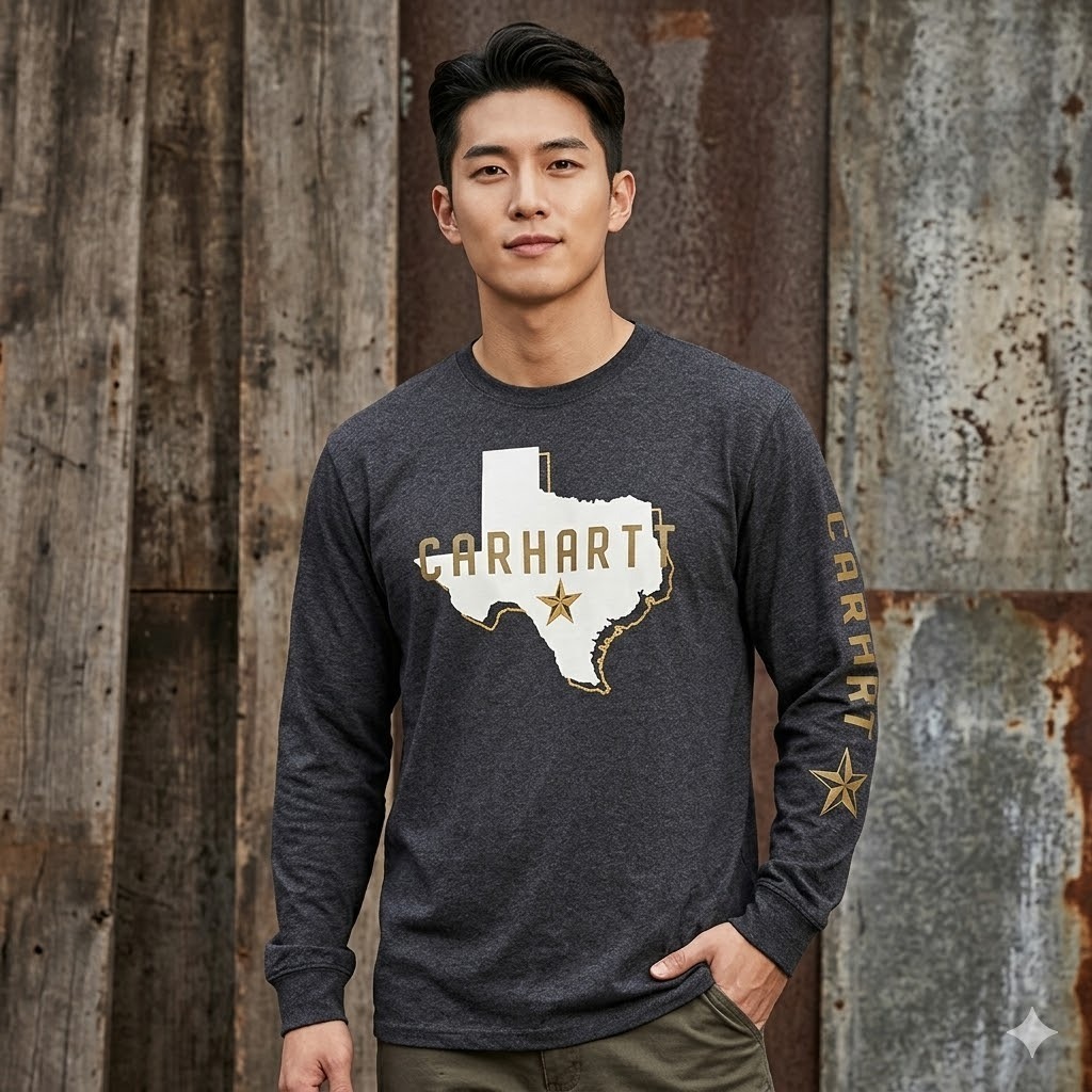 【預購】H0408141 Carhartt 男裝德州圖騰長袖 T-shirt
