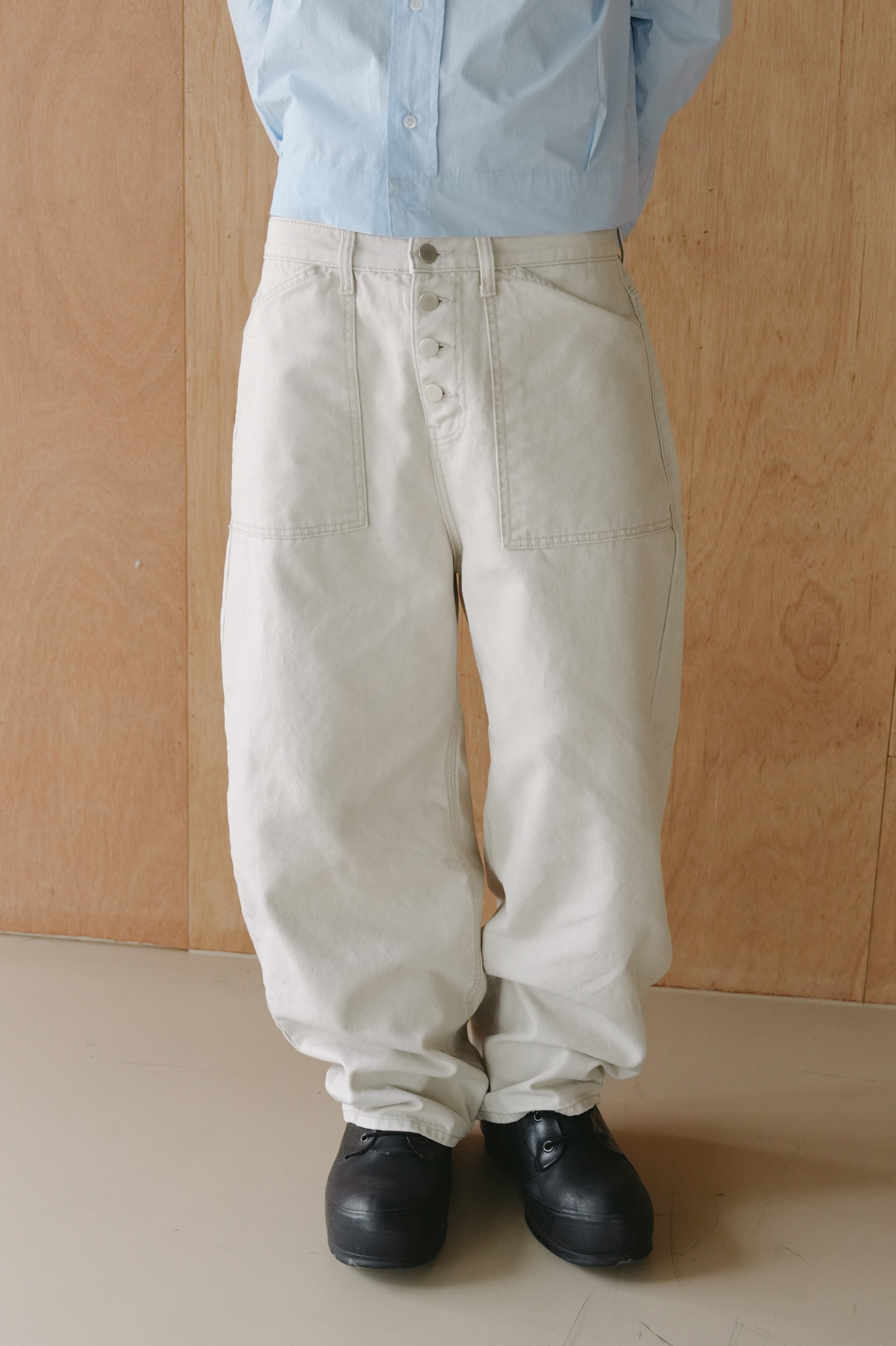 4-button oxford fatigue pants #長褲