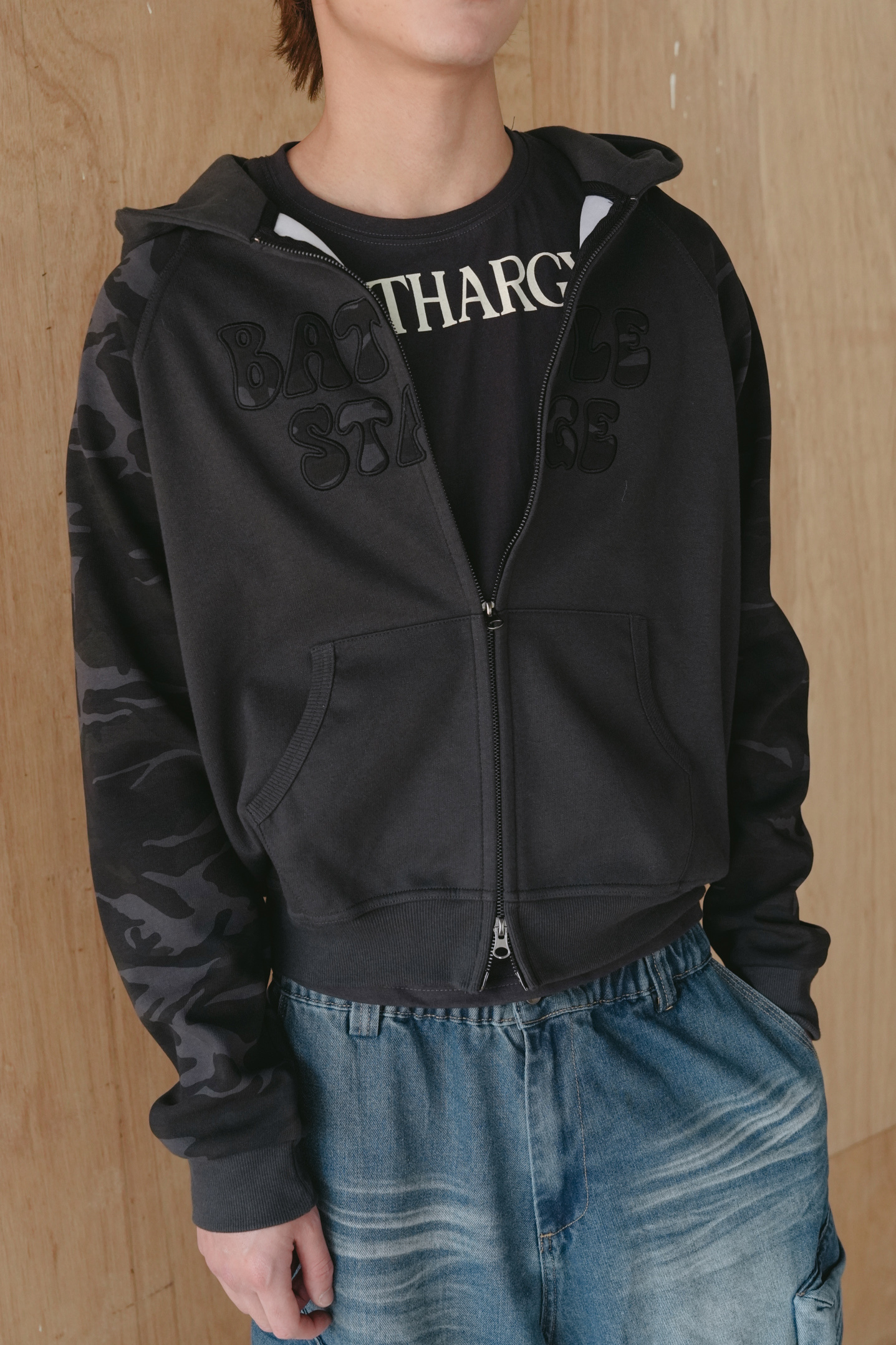 battle hood zip-up #外套