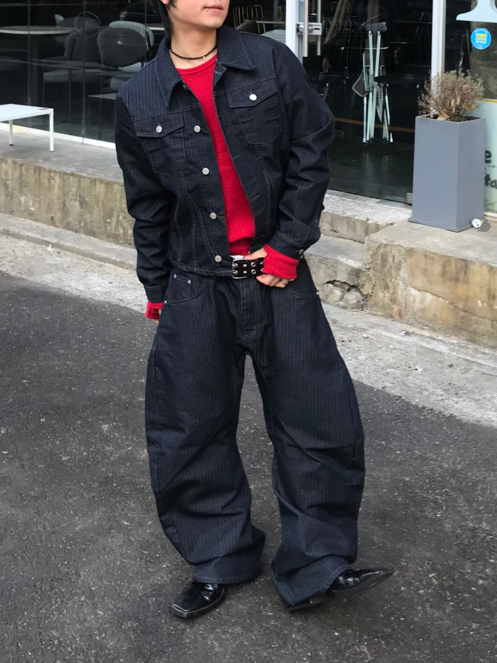 人字紋彎刀牛仔褲