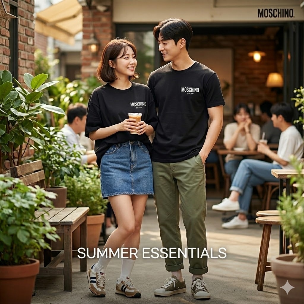 【預購】H040981 Moschino Swim 男女同款金屬質感 Logo 短袖 T-shirt