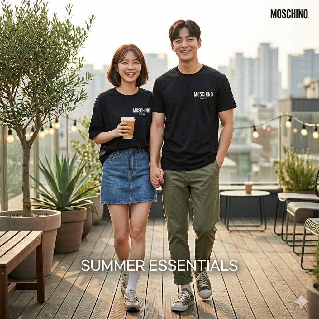 【預購】H040981 Moschino Swim 男女同款金屬質感 Logo 短袖 T-shirt