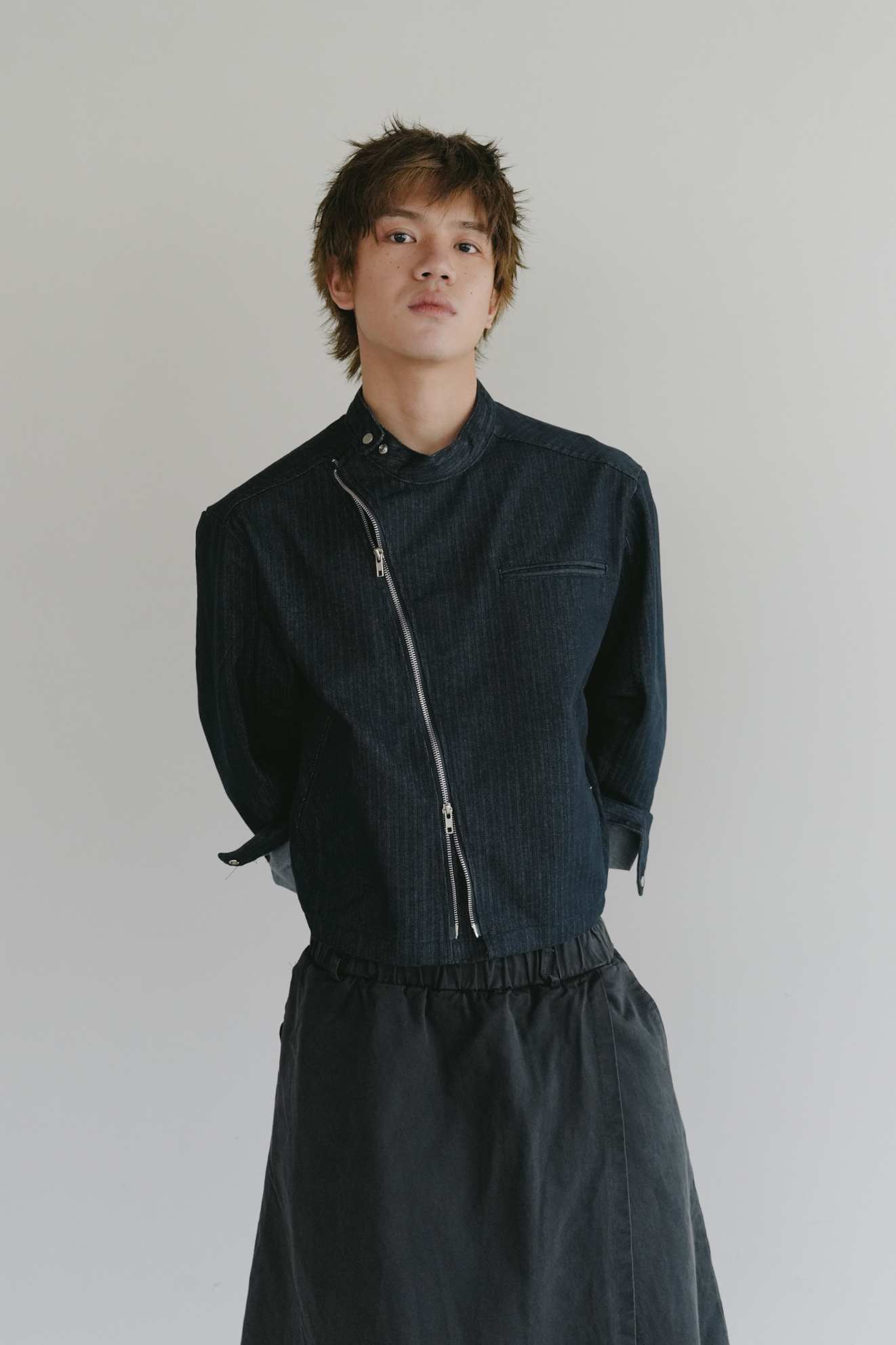 curved non-fade denim jacket #外套