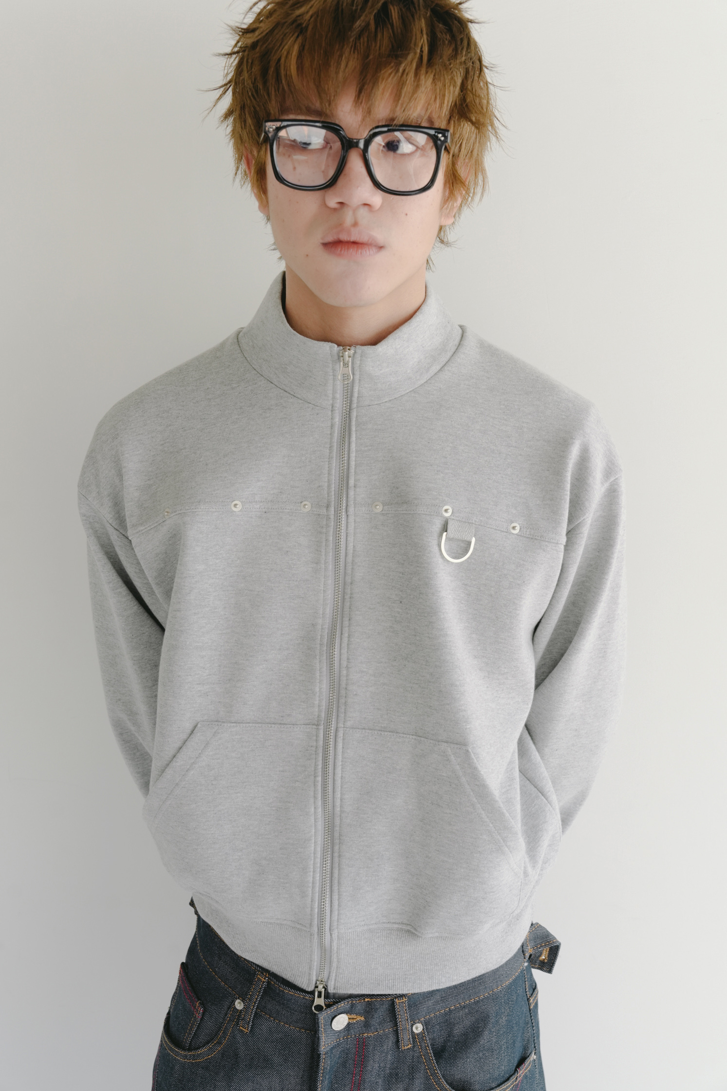 d-ring bonded crop zip-up #外套