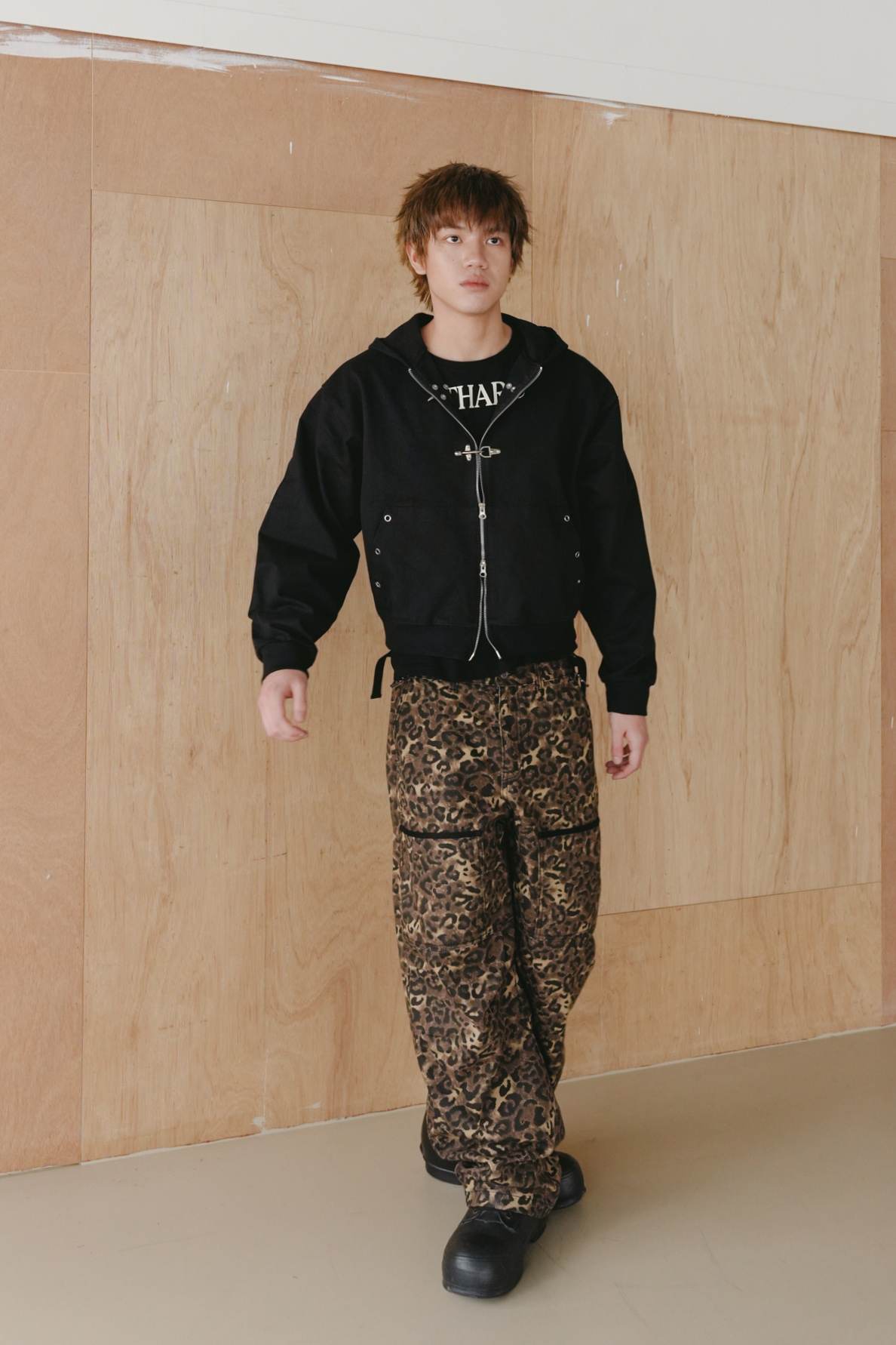 fireman buckle hood zip-up #外套