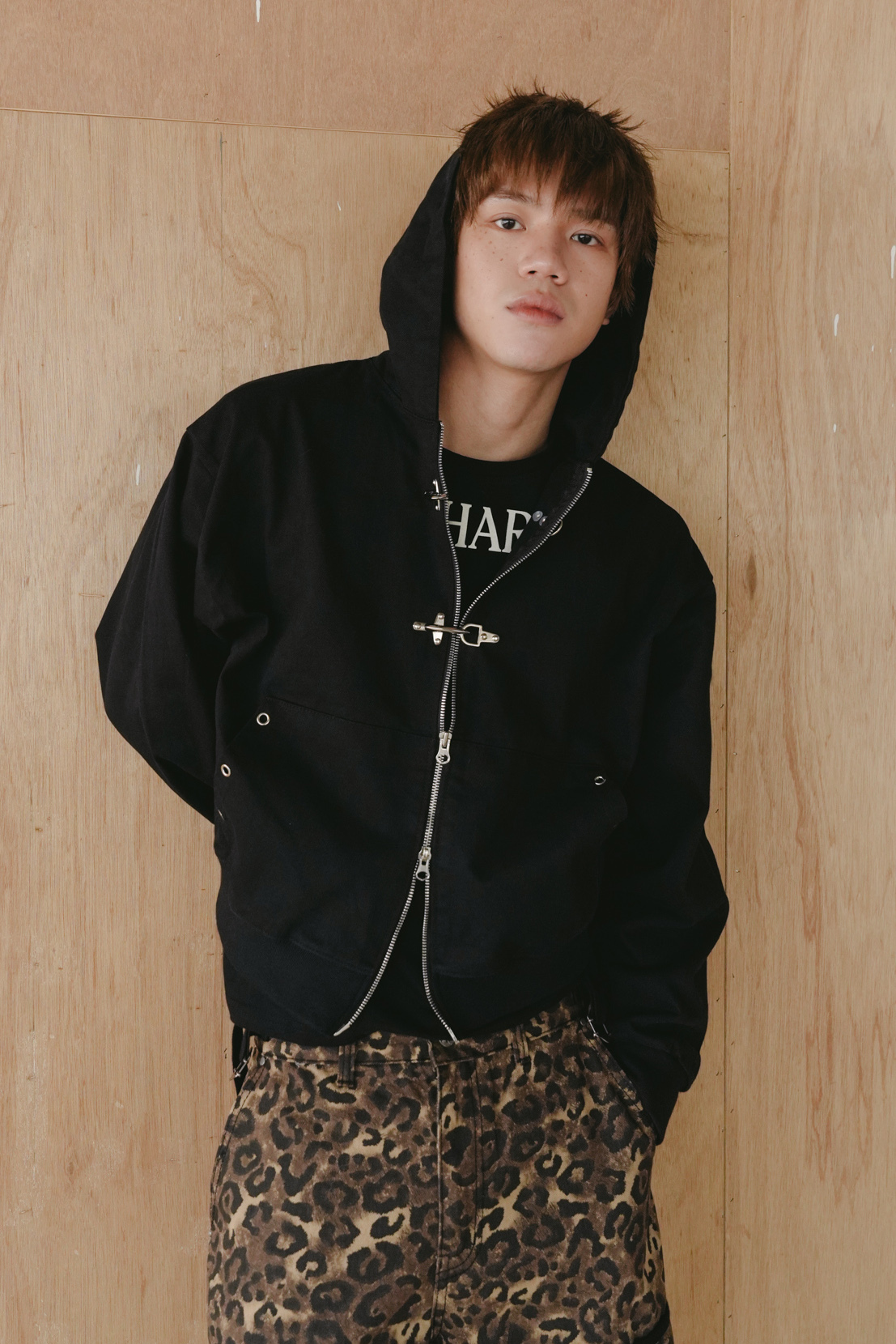 fireman buckle hood zip-up #外套