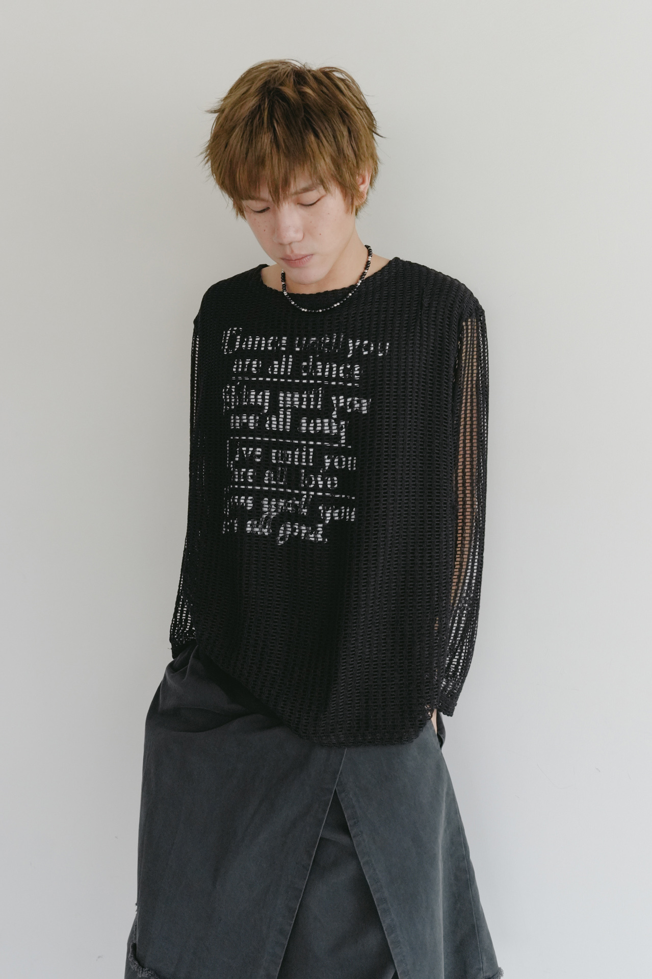 grunge printed knit #上衣