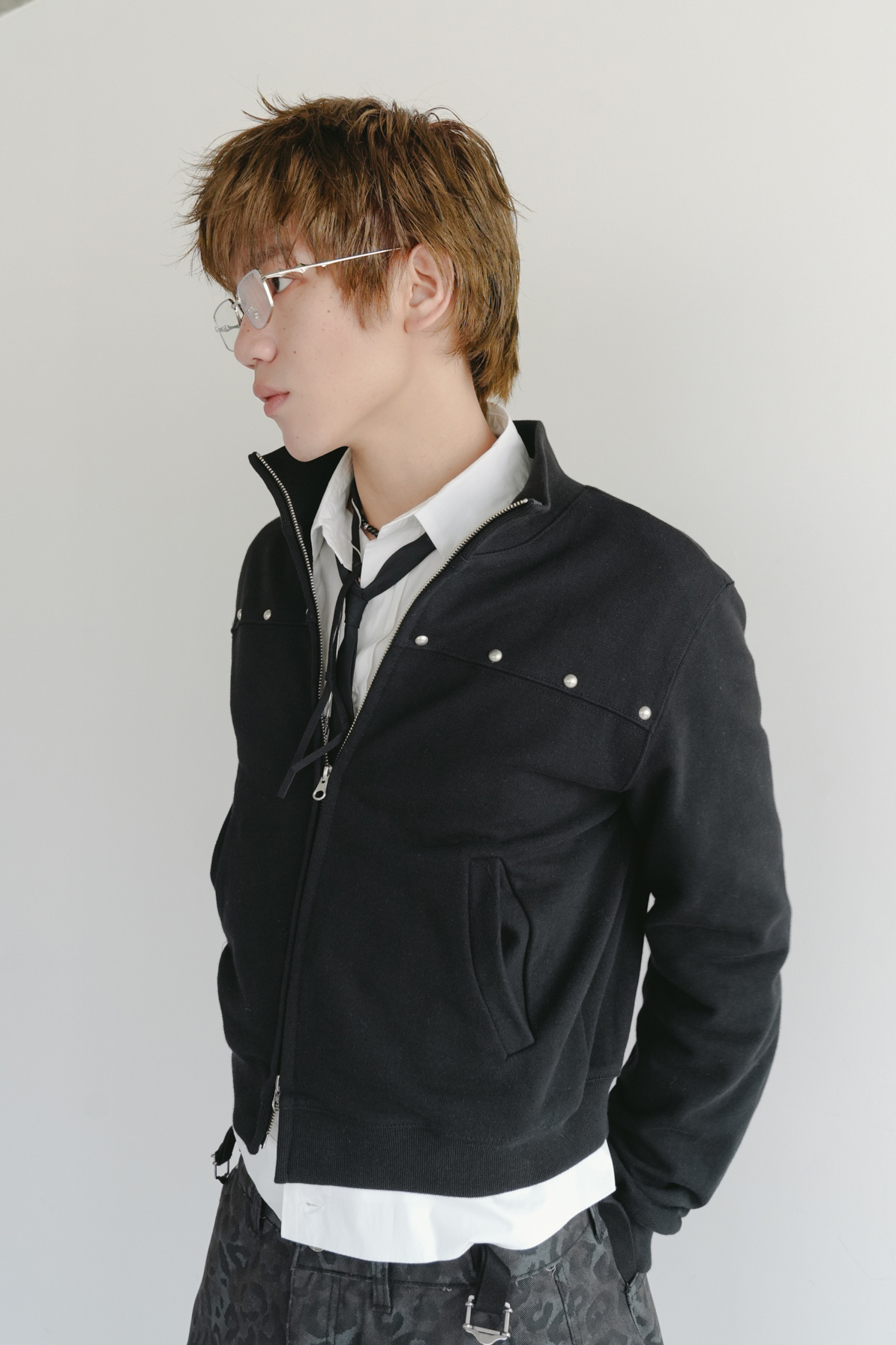 heavy terry rivet crop jacket #外套