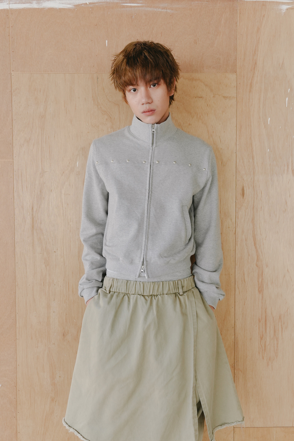 heavy terry rivet crop jacket #外套