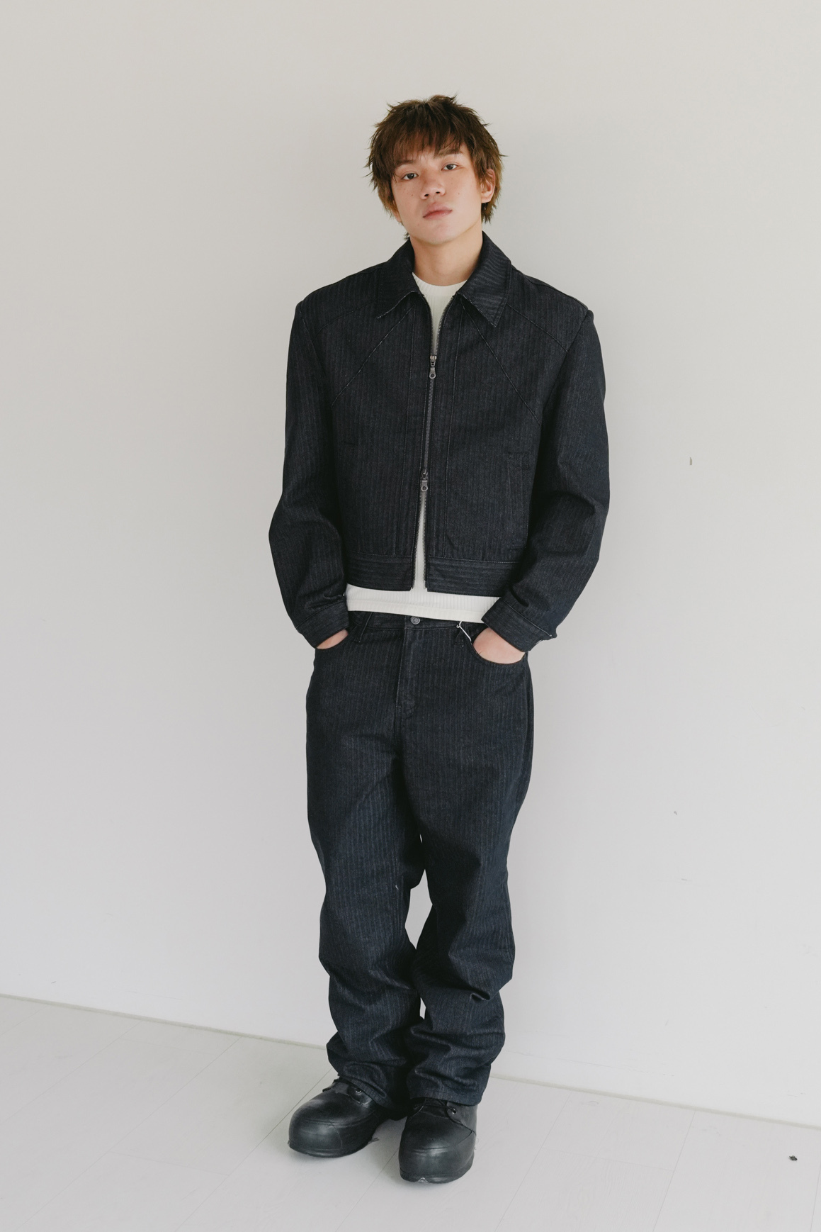 herringbone denim set-jacket #外套