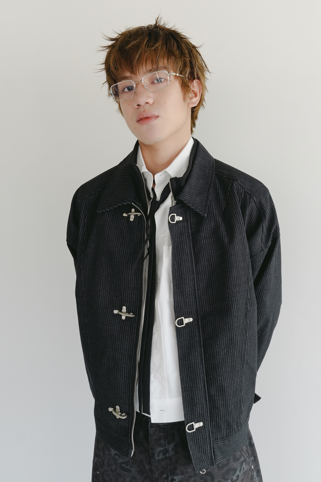 hook denim collar jacket #外套