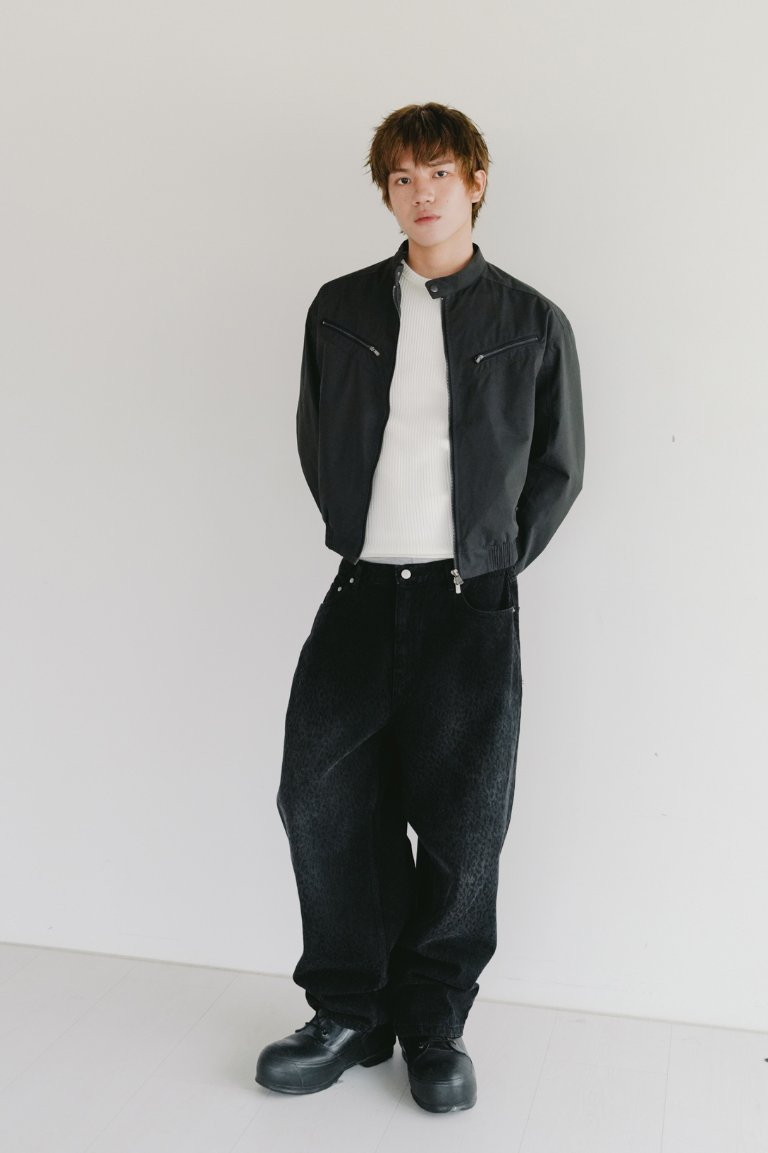 leopard curved denim pants #牛仔褲