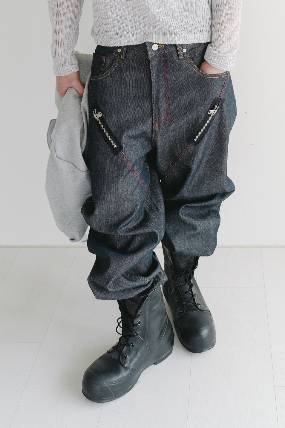 non-fade zipper denim pants #牛仔褲