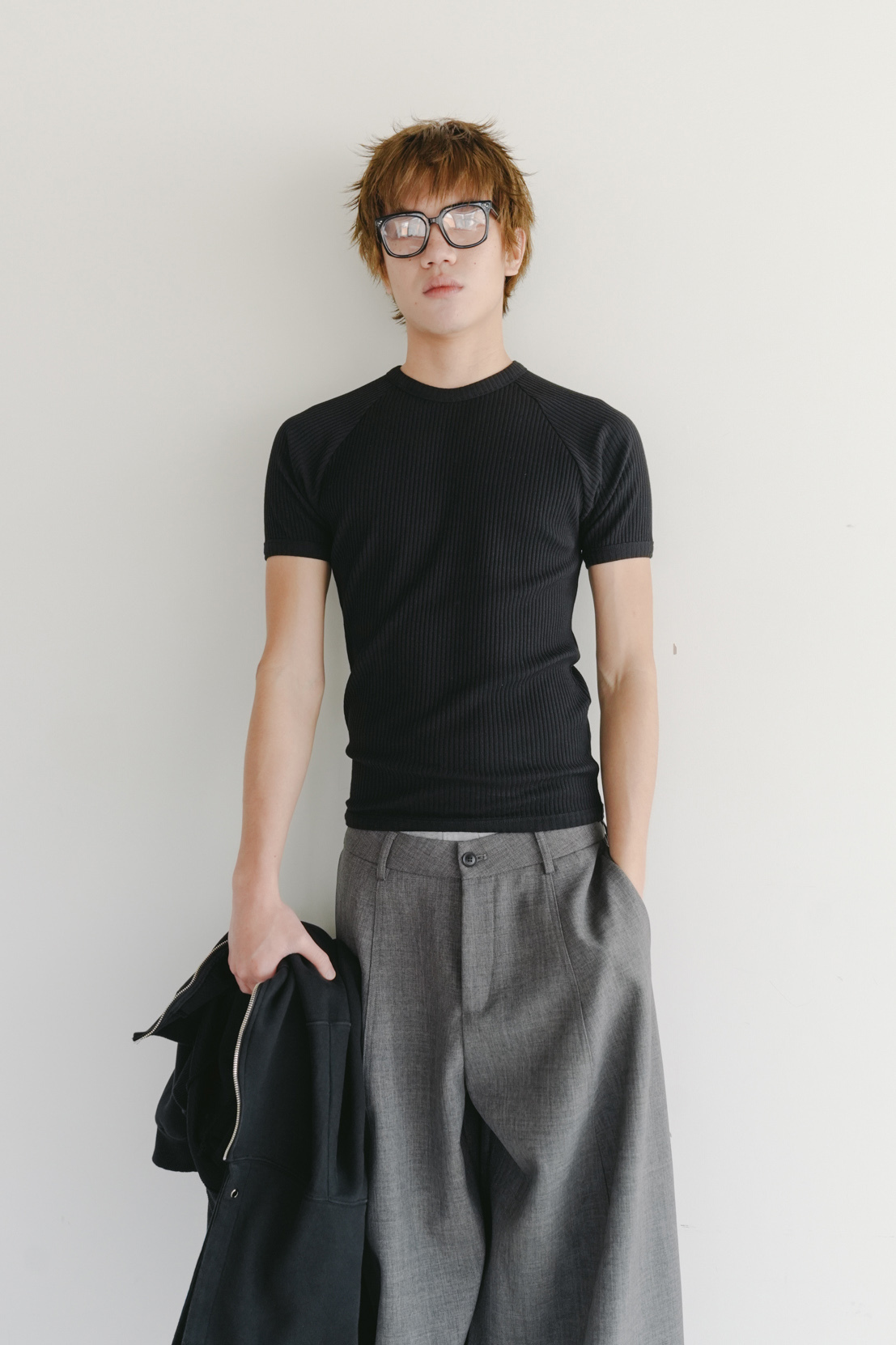 raglan rib slim short sleeve t-shirt #上衣